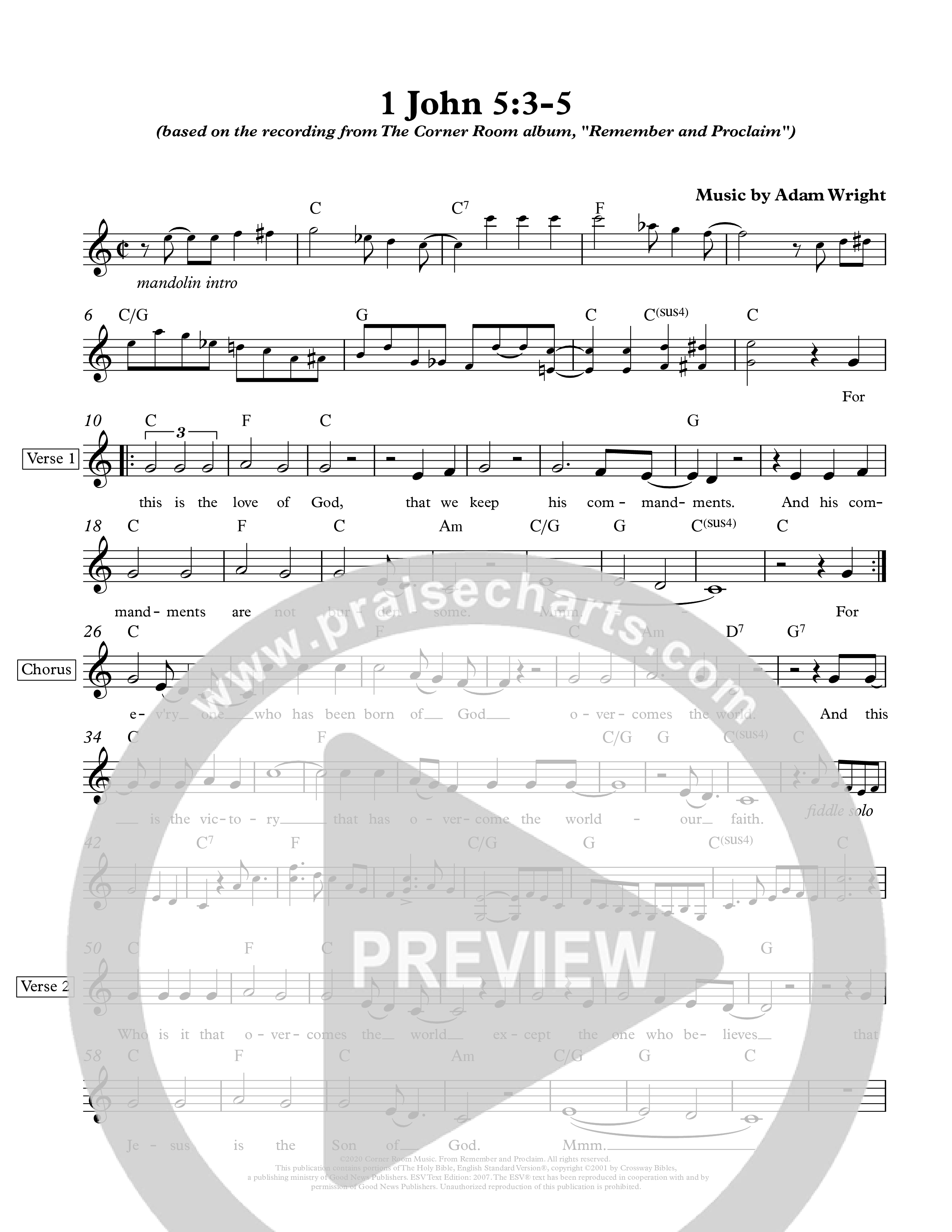 1 John 5:3-5 Lead Sheet Melody (The Corner Room)