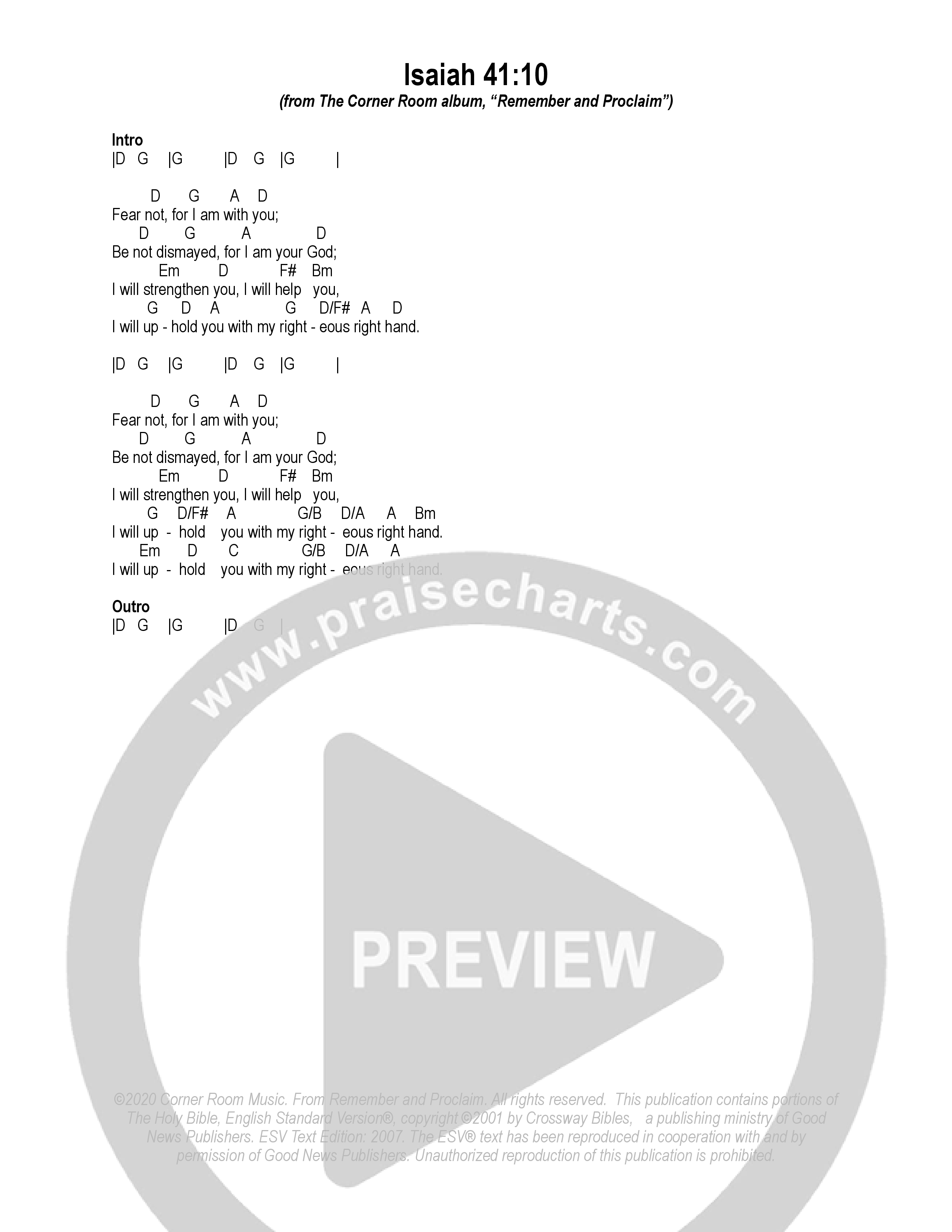 Isaiah 41:10 Chord Chart (The Corner Room)