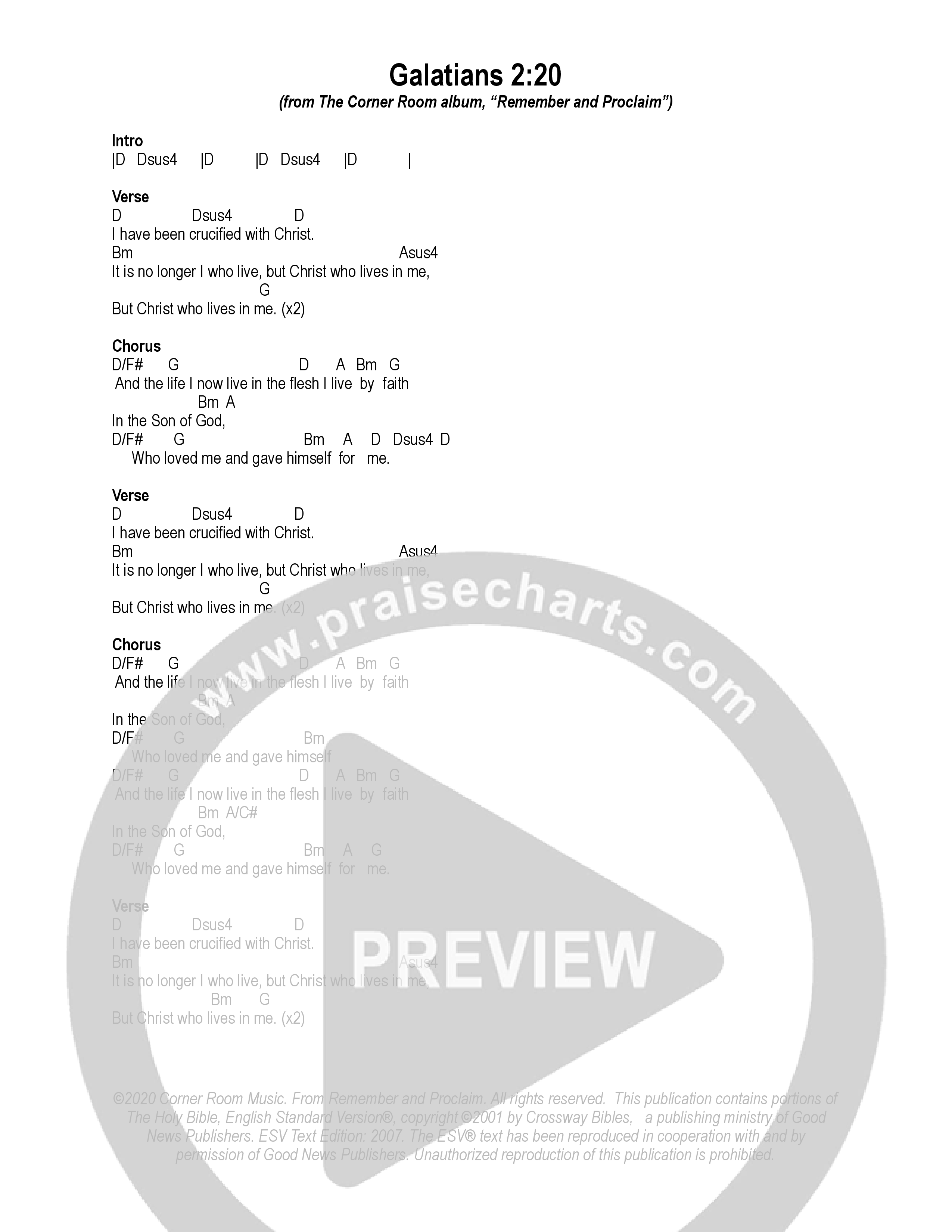 Galatians 2:20 Chord Chart (The Corner Room)