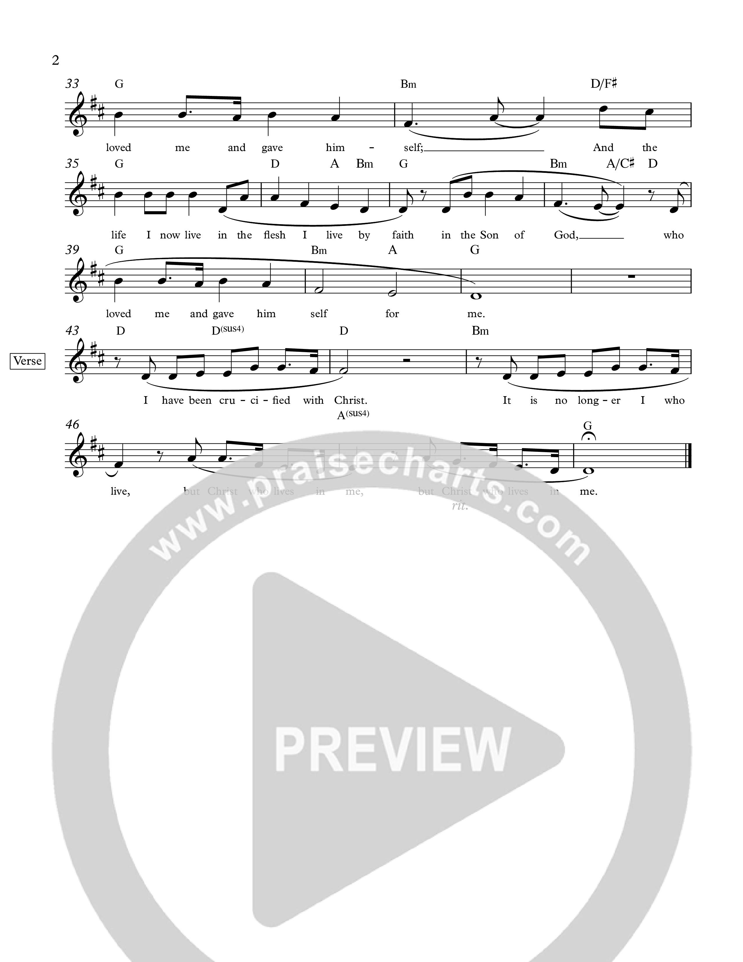 Galatians 2:20 Lead Sheet Melody (The Corner Room)