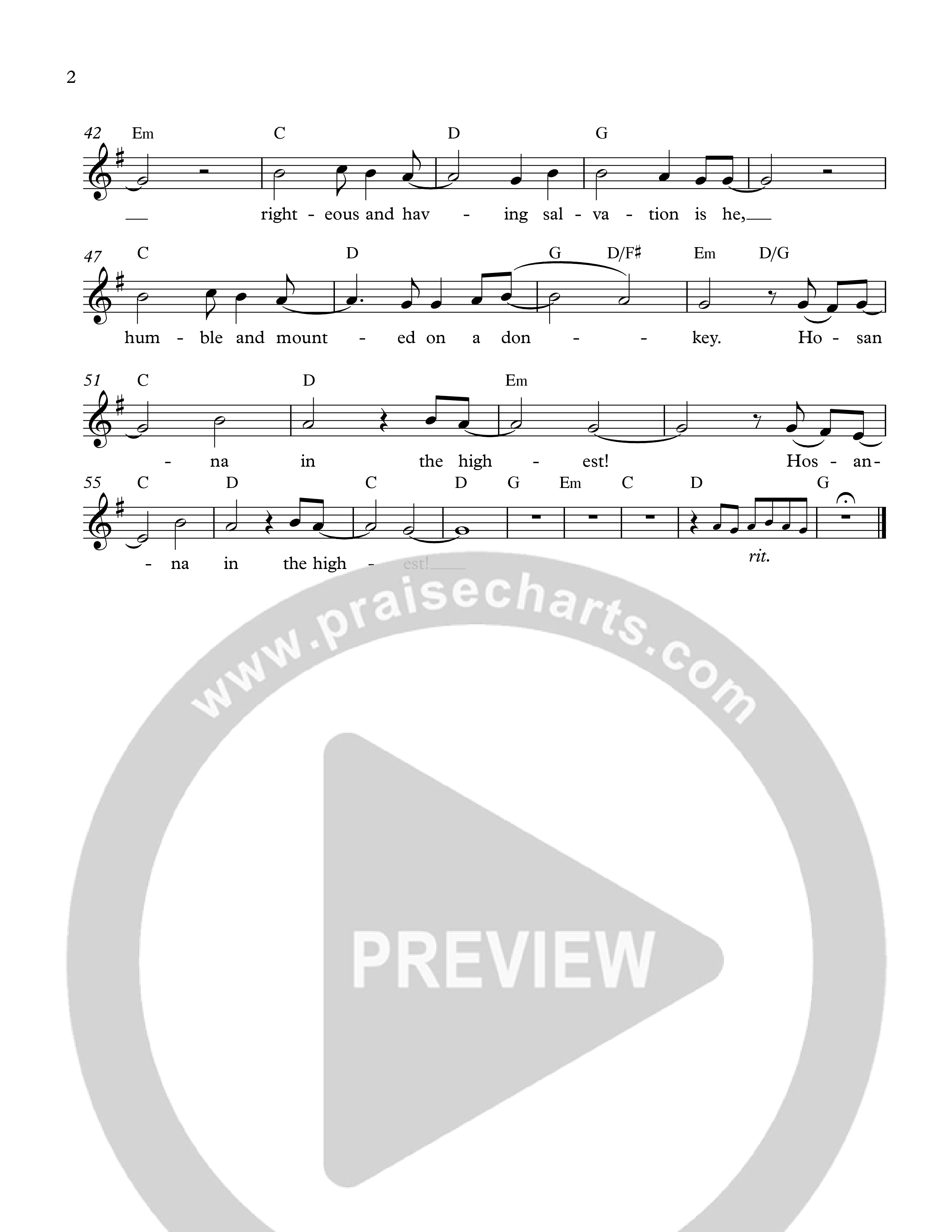 Zechariah 9:9 Lead Sheet Melody (The Corner Room)