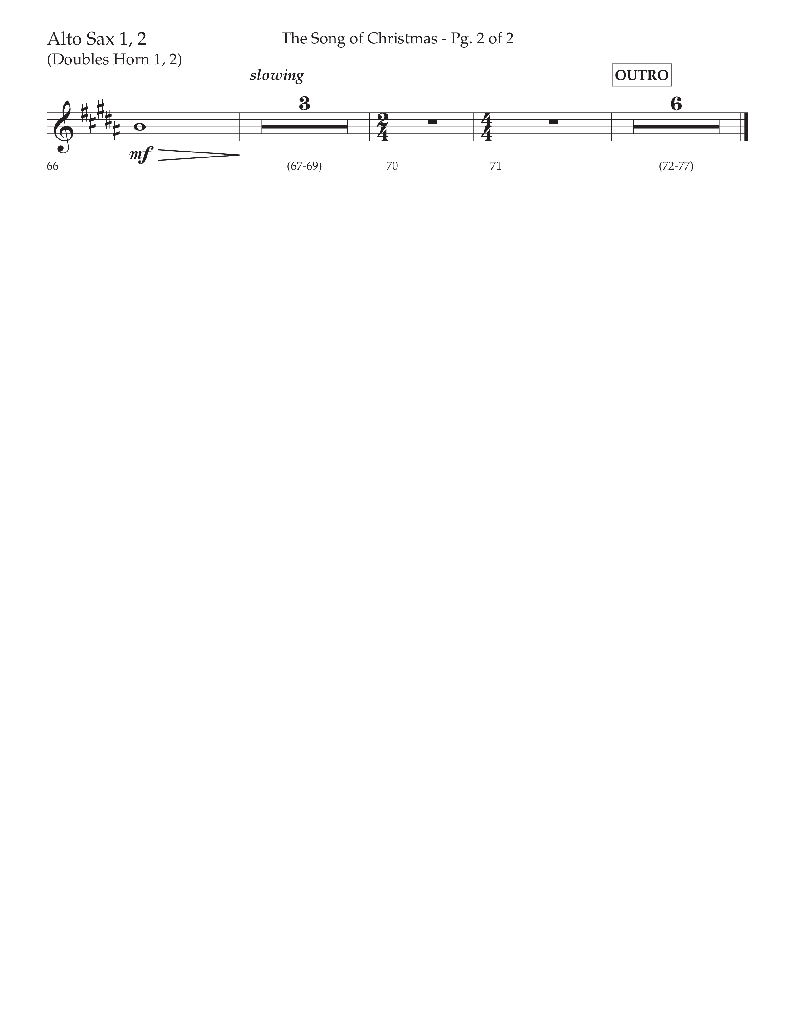 The Song Of Christmas (Choral Anthem SATB) Alto Sax 1/2 (Lifeway Choral / Arr. David Wise / Orch. David Shipps)