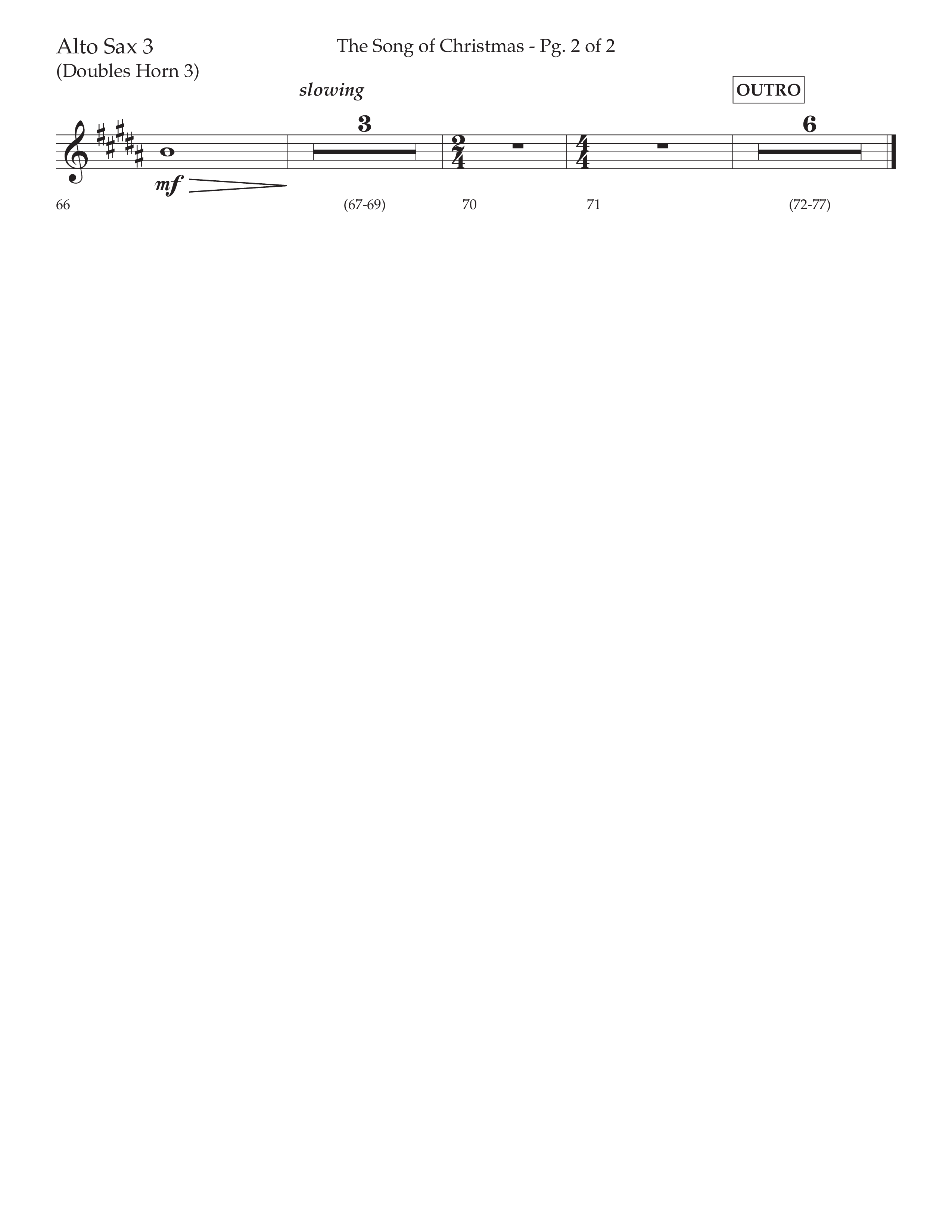 The Song Of Christmas (Choral Anthem SATB) Alto Sax (Lifeway Choral / Arr. David Wise / Orch. David Shipps)