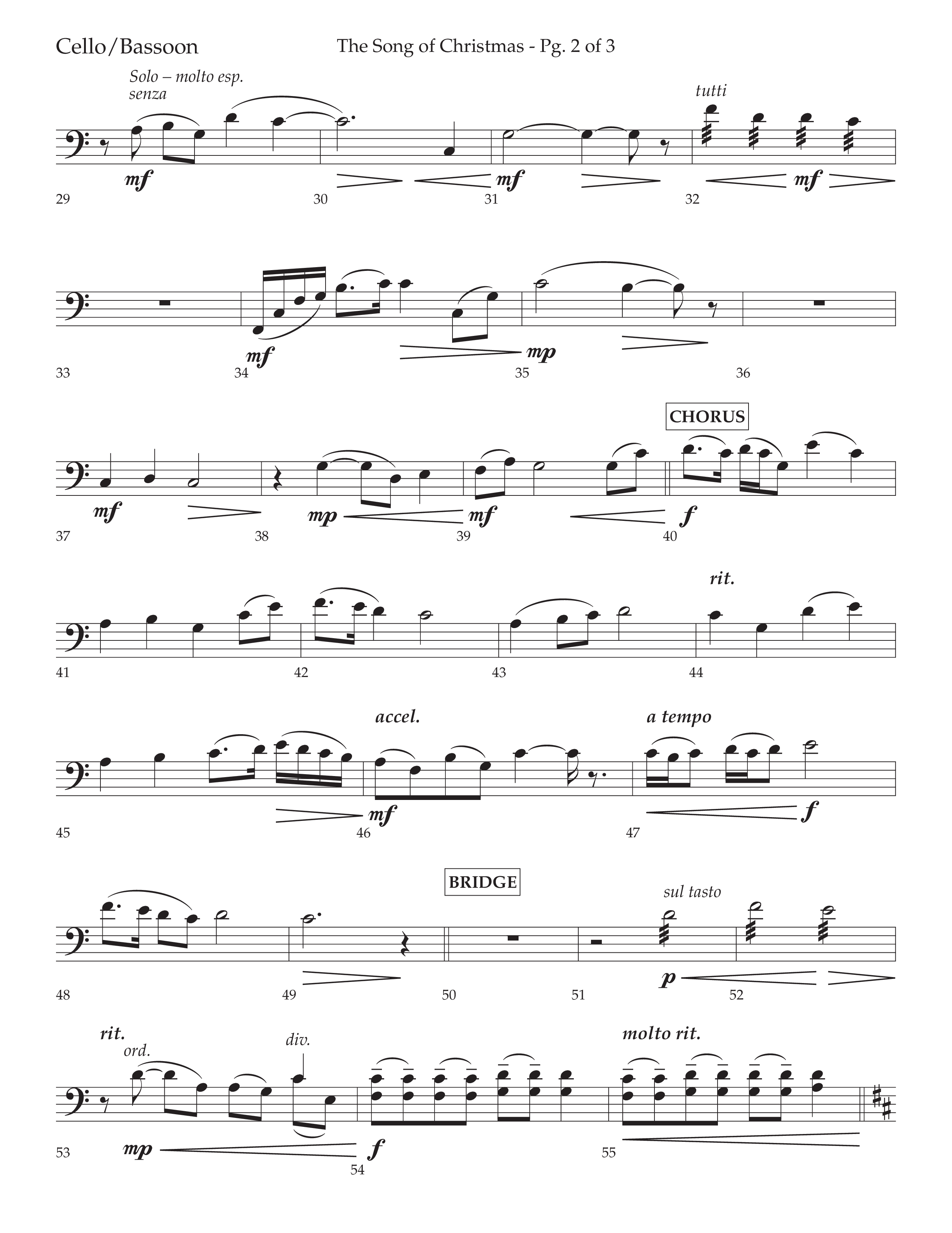 The Song Of Christmas (Choral Anthem SATB) Cello (Lifeway Choral / Arr. David Wise / Orch. David Shipps)