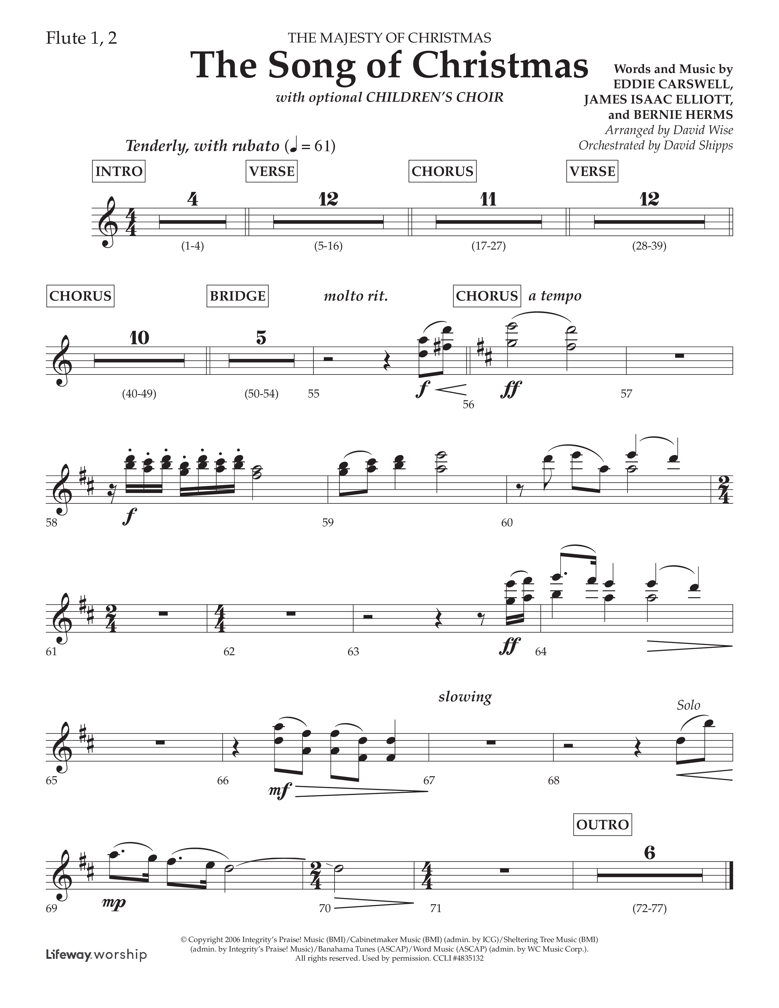 The Song Of Christmas (Choral Anthem SATB) Flute 1/2 (Lifeway Choral / Arr. David Wise / Orch. David Shipps)