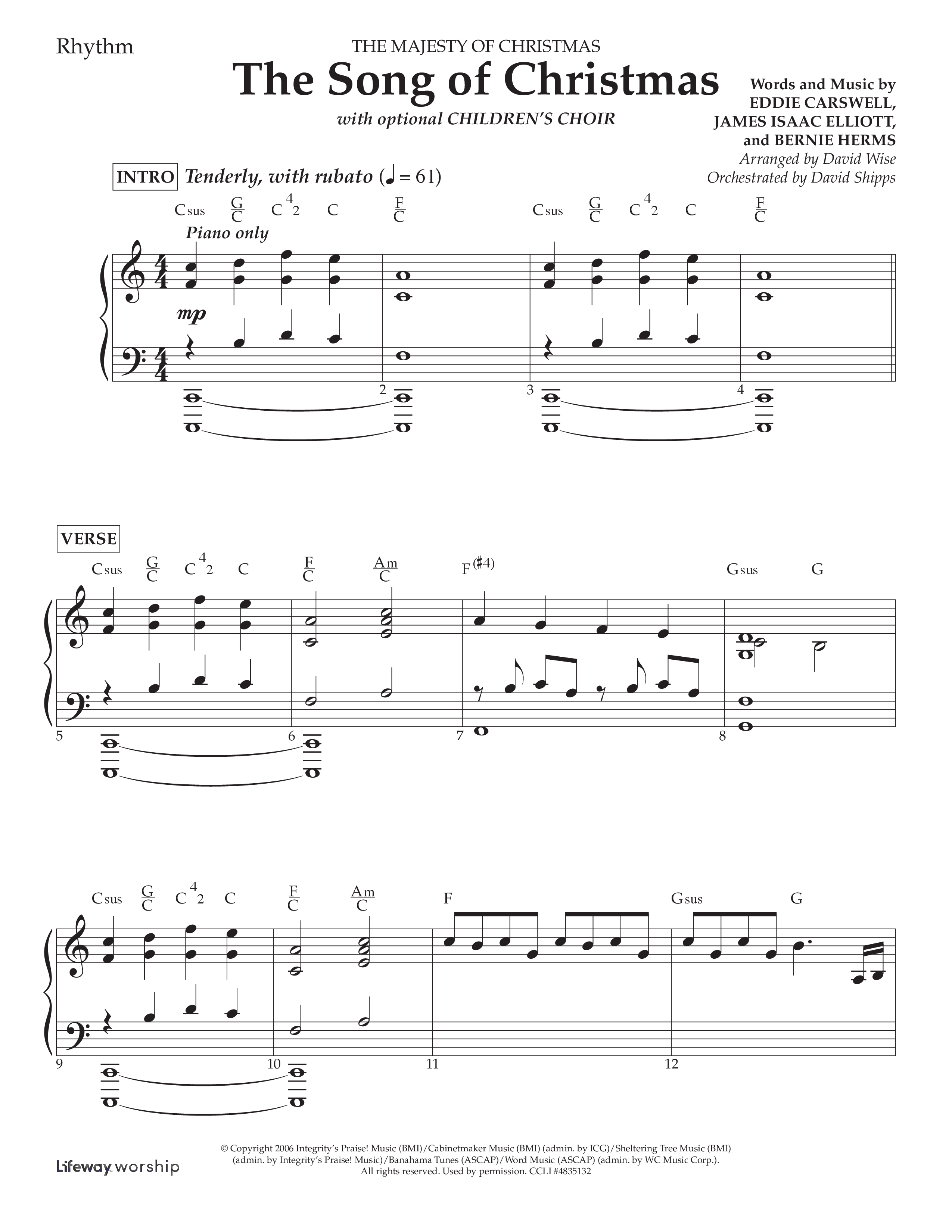 The Song Of Christmas (Choral Anthem SATB) Lead Melody & Rhythm (Lifeway Choral / Arr. David Wise / Orch. David Shipps)