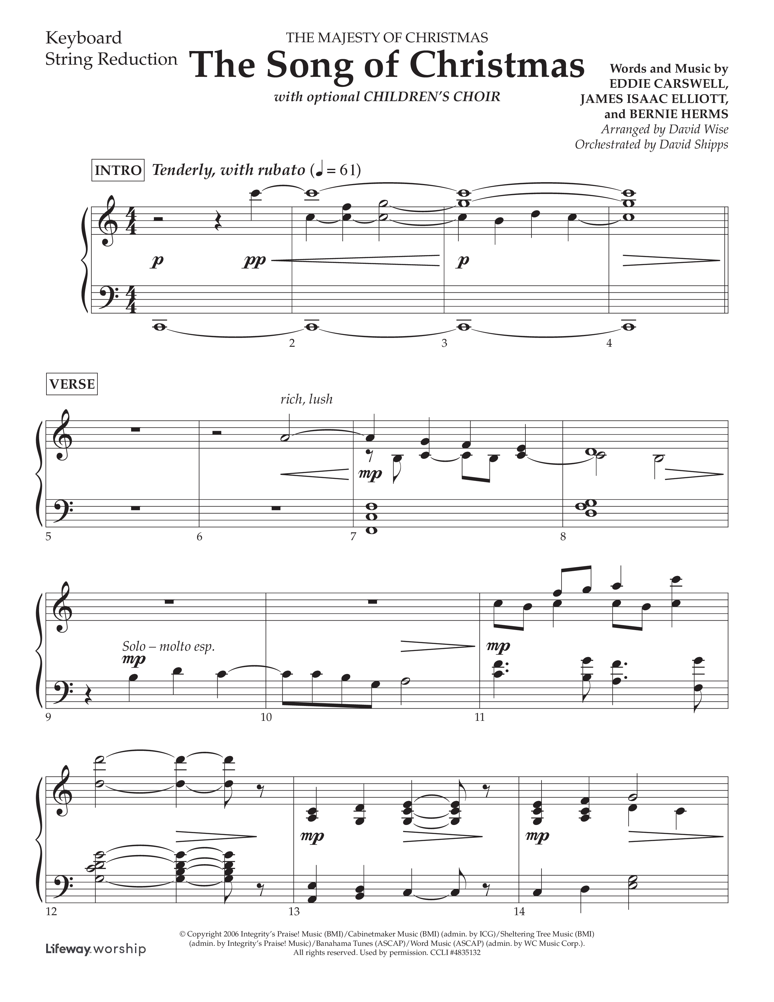 The Song Of Christmas (Choral Anthem SATB) String Reduction (Lifeway Choral / Arr. David Wise / Orch. David Shipps)