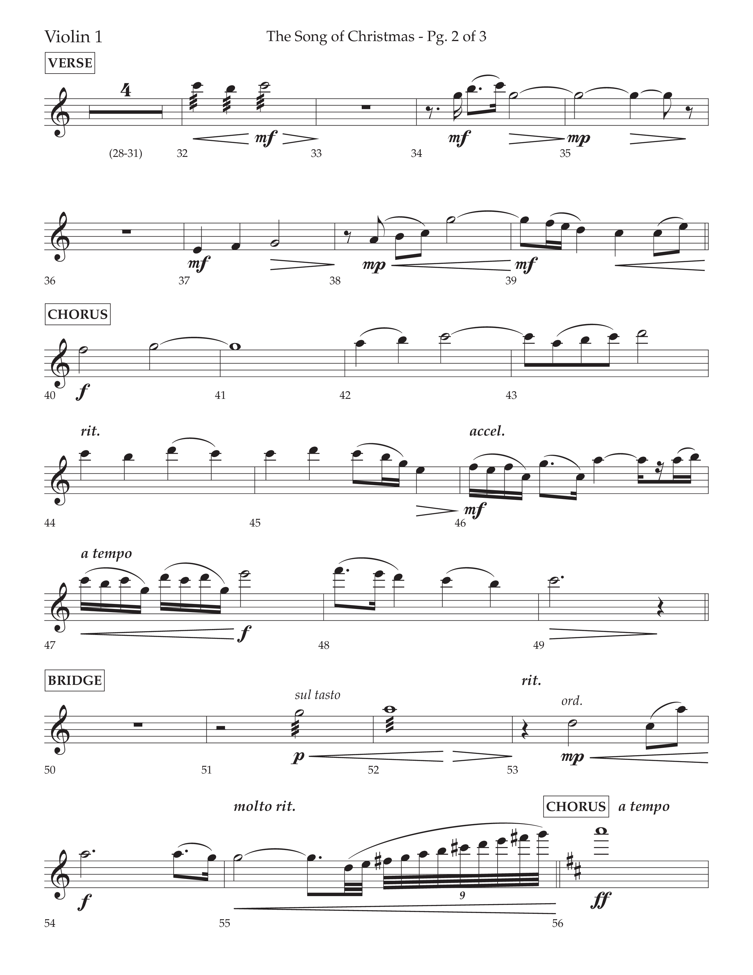 The Song Of Christmas (Choral Anthem SATB) Violin 1 (Lifeway Choral / Arr. David Wise / Orch. David Shipps)