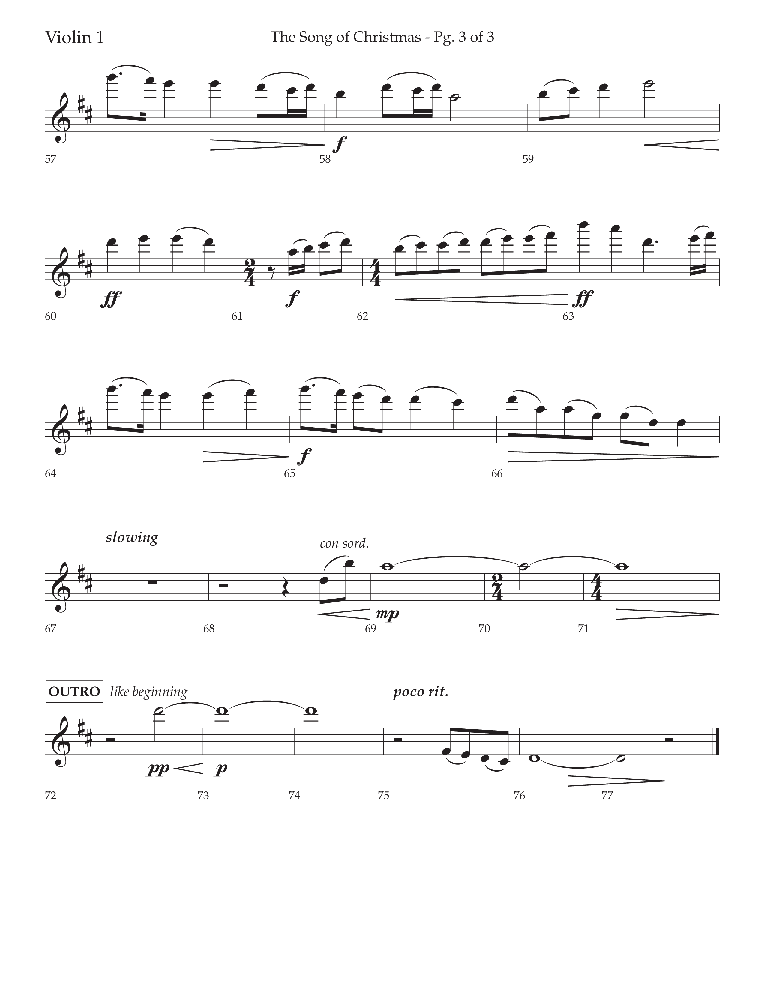 The Song Of Christmas (Choral Anthem SATB) Violin 1 (Lifeway Choral / Arr. David Wise / Orch. David Shipps)