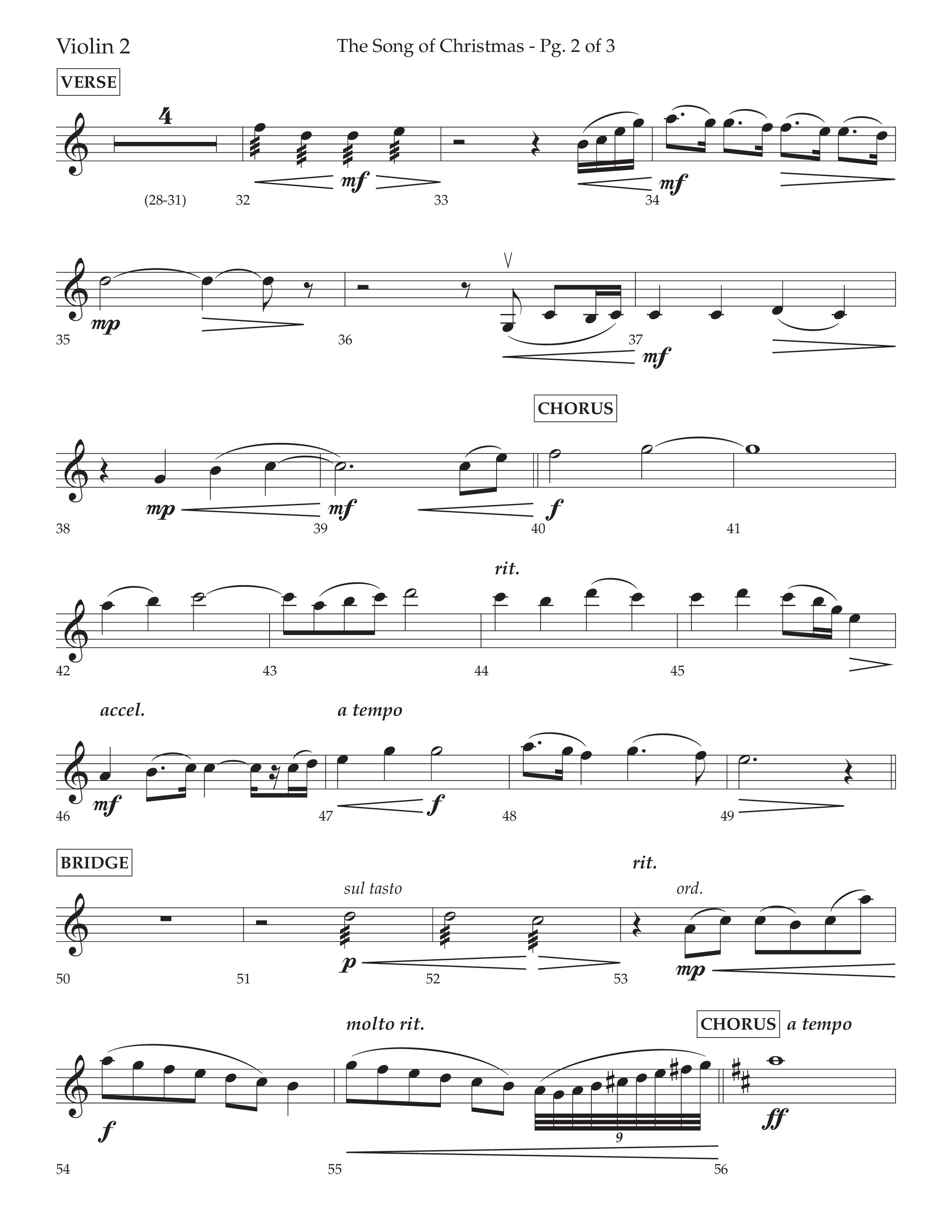The Song Of Christmas (Choral Anthem SATB) Violin 2 (Lifeway Choral / Arr. David Wise / Orch. David Shipps)