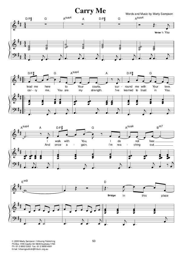 Carry Me Lead & Piano (Hillsong Worship)