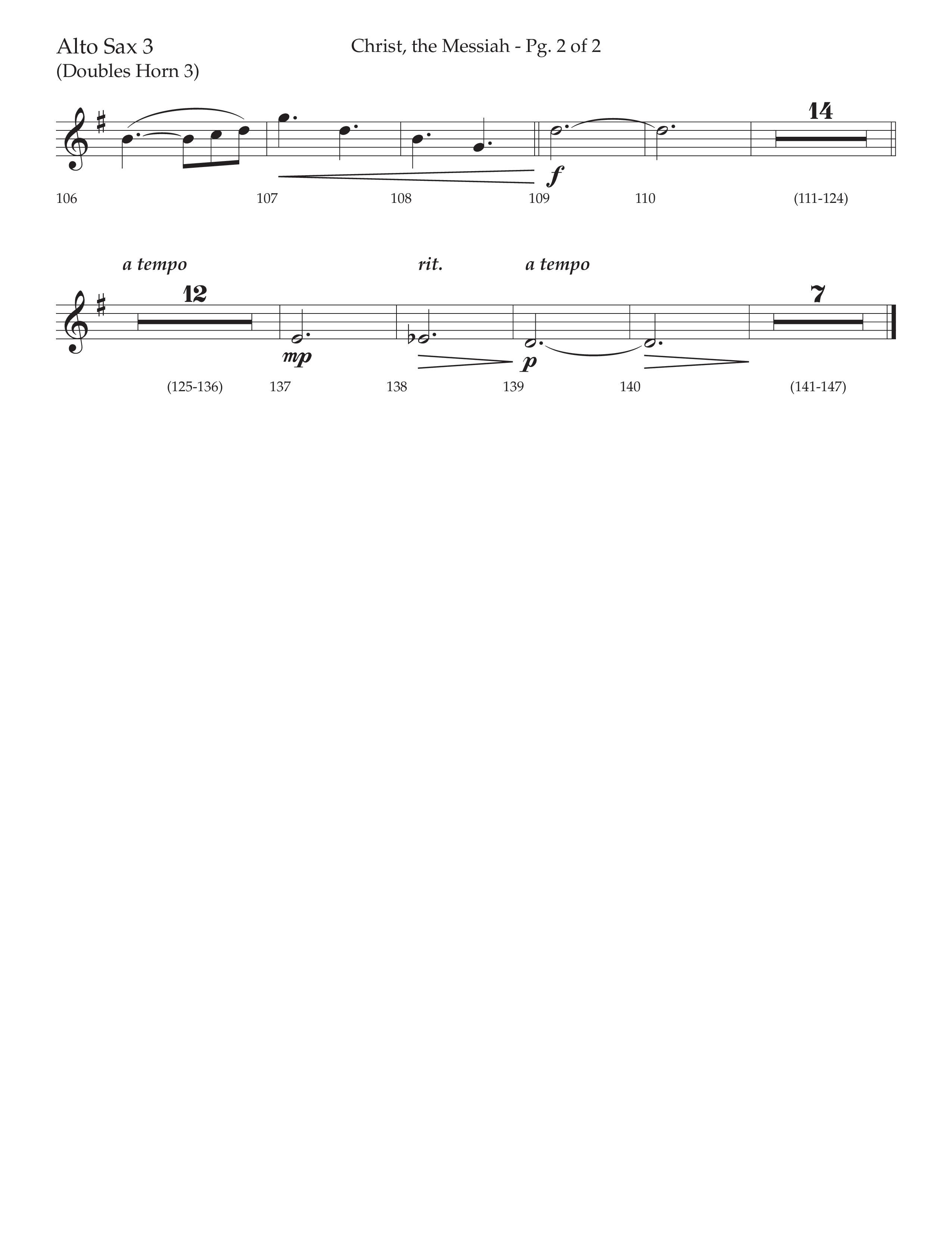 Christ the Messiah (Choral Anthem SATB) Alto Sax (Lifeway Choral / Arr. Cliff Duren)