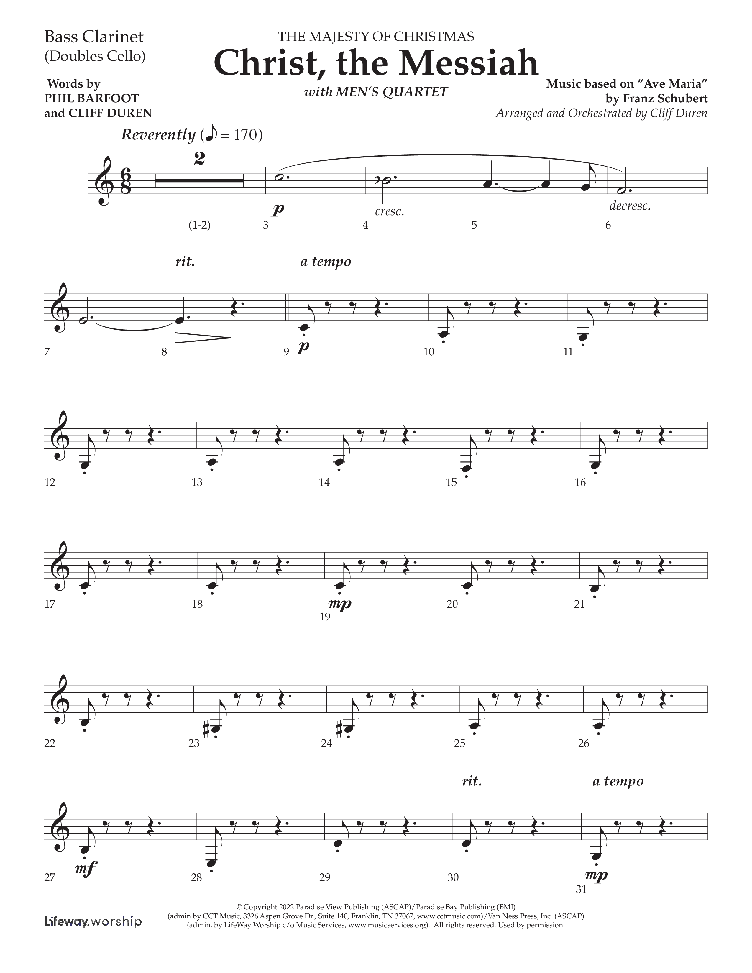 Christ the Messiah (Choral Anthem SATB) Bass Clarinet (Lifeway Choral / Arr. Cliff Duren)