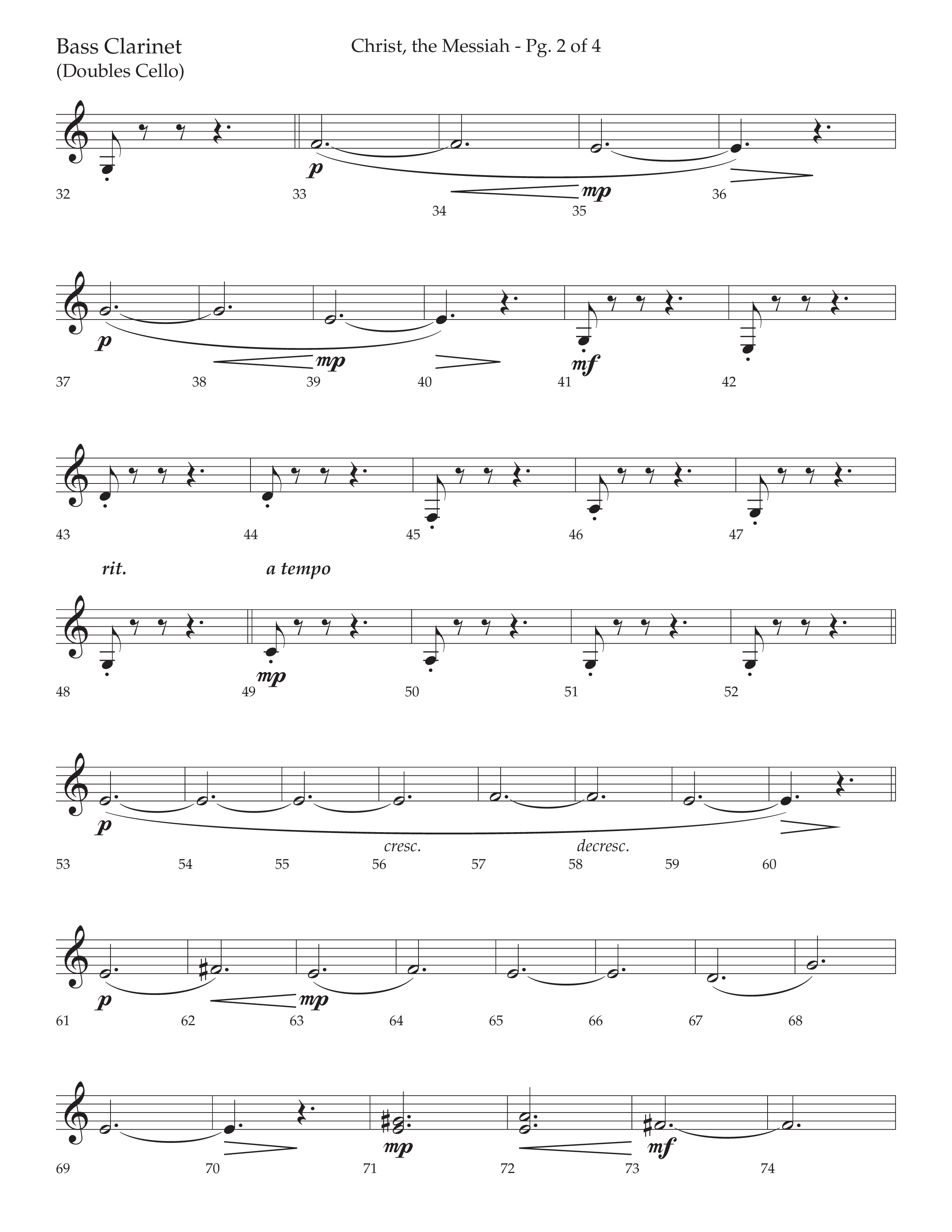 Christ the Messiah (Choral Anthem SATB) Bass Clarinet (Lifeway Choral / Arr. Cliff Duren)