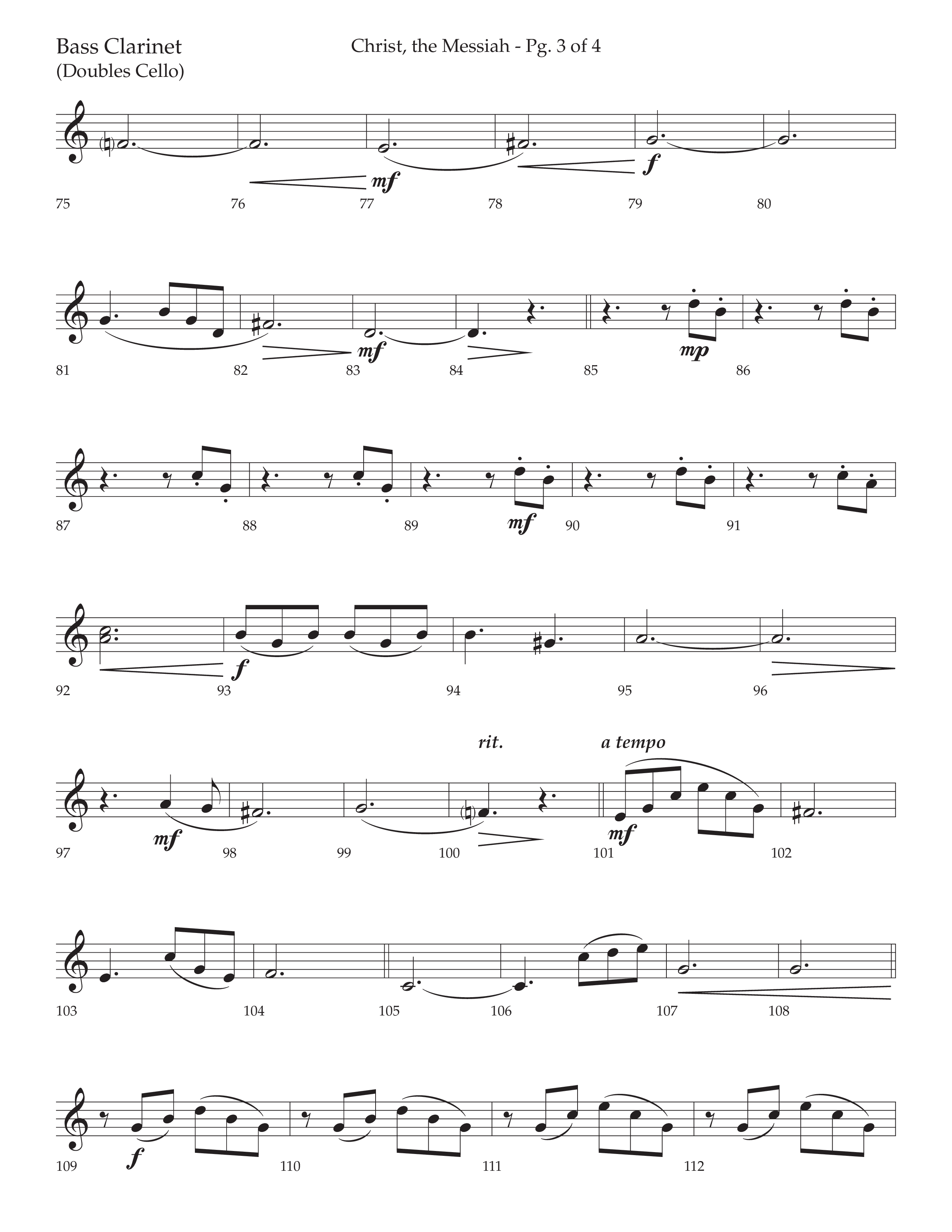Christ the Messiah (Choral Anthem SATB) Bass Clarinet (Lifeway Choral / Arr. Cliff Duren)