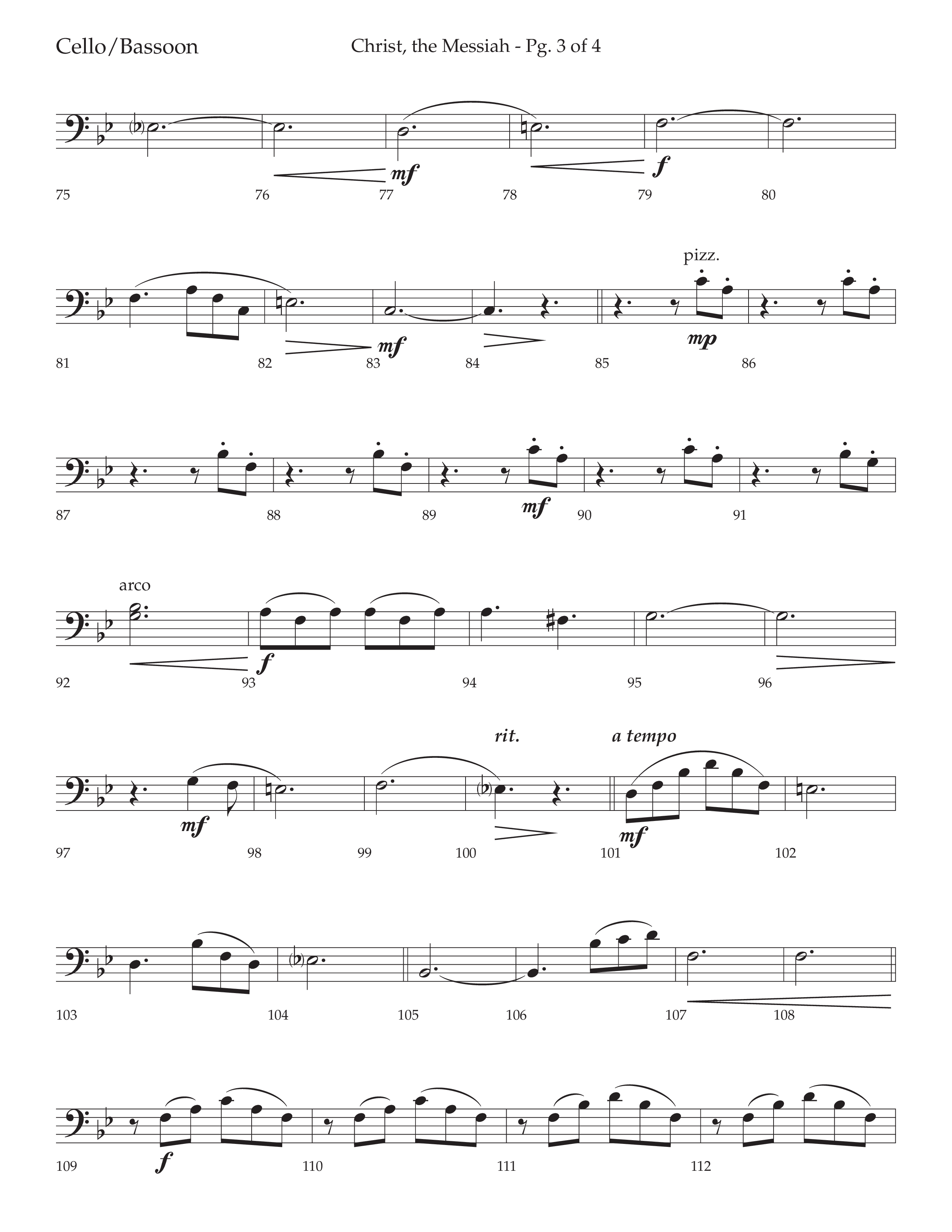 Christ the Messiah (Choral Anthem SATB) Cello (Lifeway Choral / Arr. Cliff Duren)