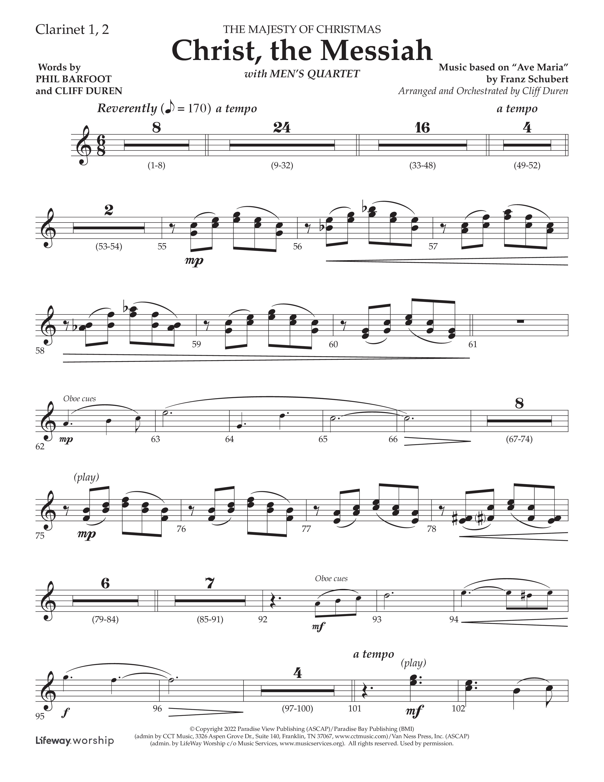 Christ the Messiah (Choral Anthem SATB) Clarinet 1/2 (Lifeway Choral / Arr. Cliff Duren)
