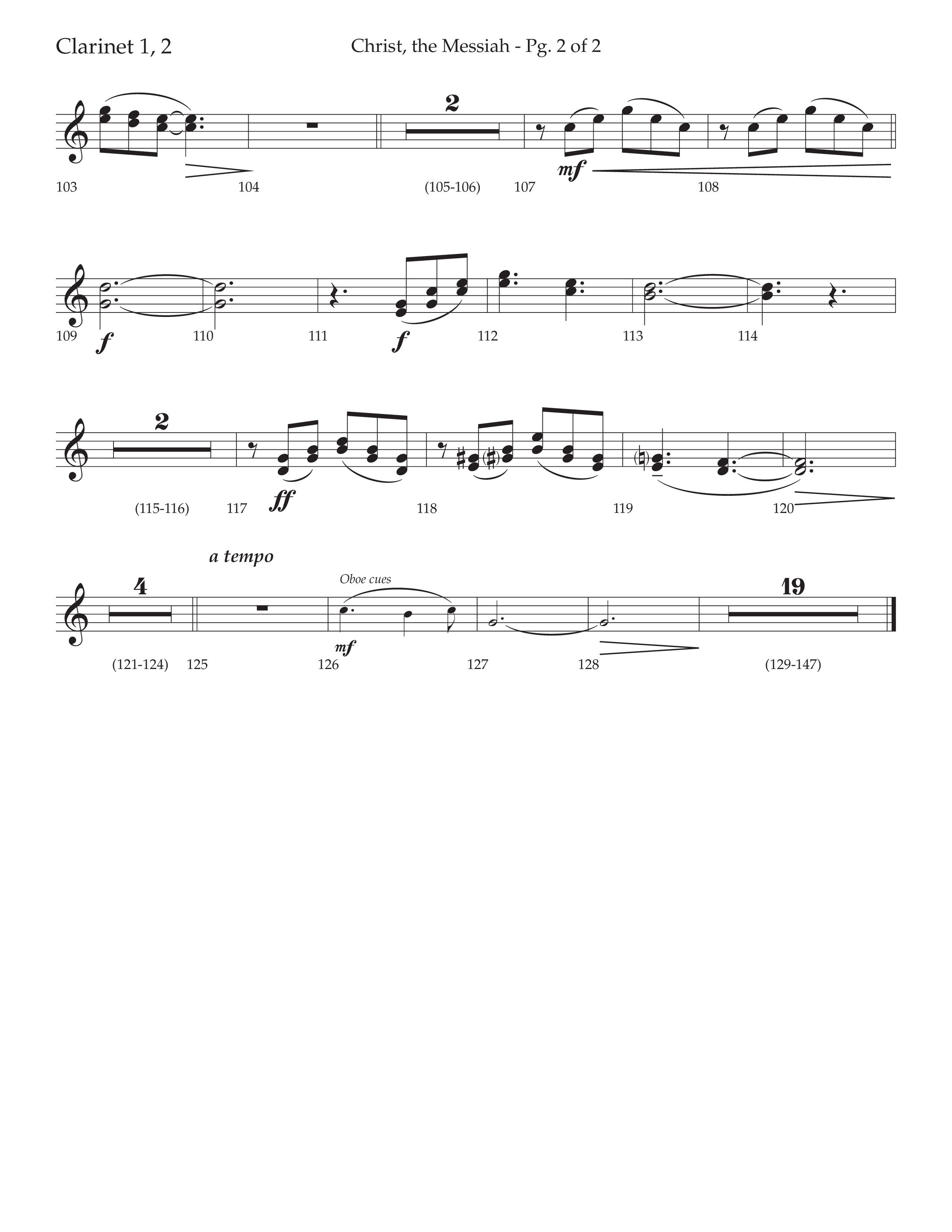 Christ the Messiah (Choral Anthem SATB) Clarinet 1/2 (Lifeway Choral / Arr. Cliff Duren)