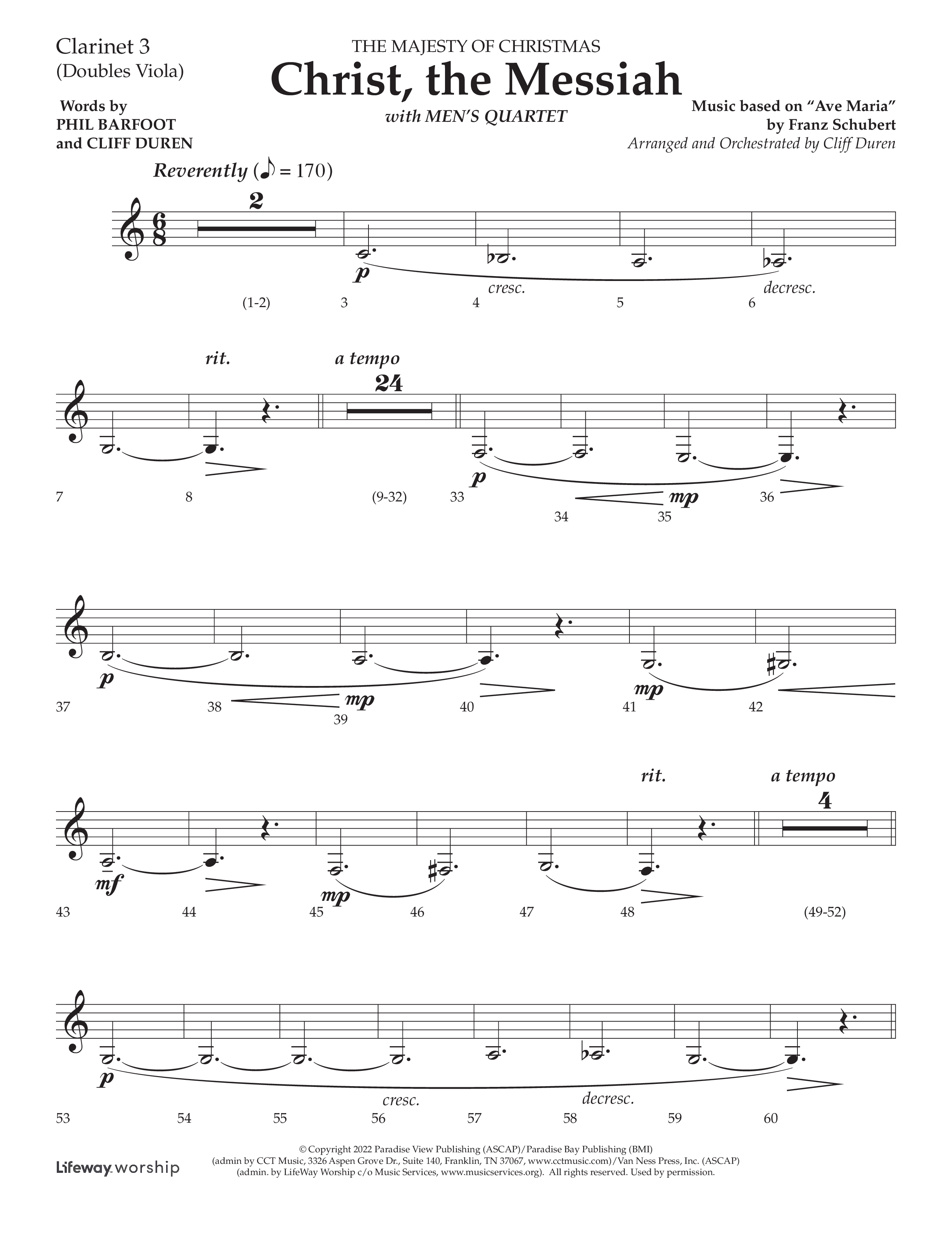 Christ the Messiah (Choral Anthem SATB) Clarinet 3 (Lifeway Choral / Arr. Cliff Duren)
