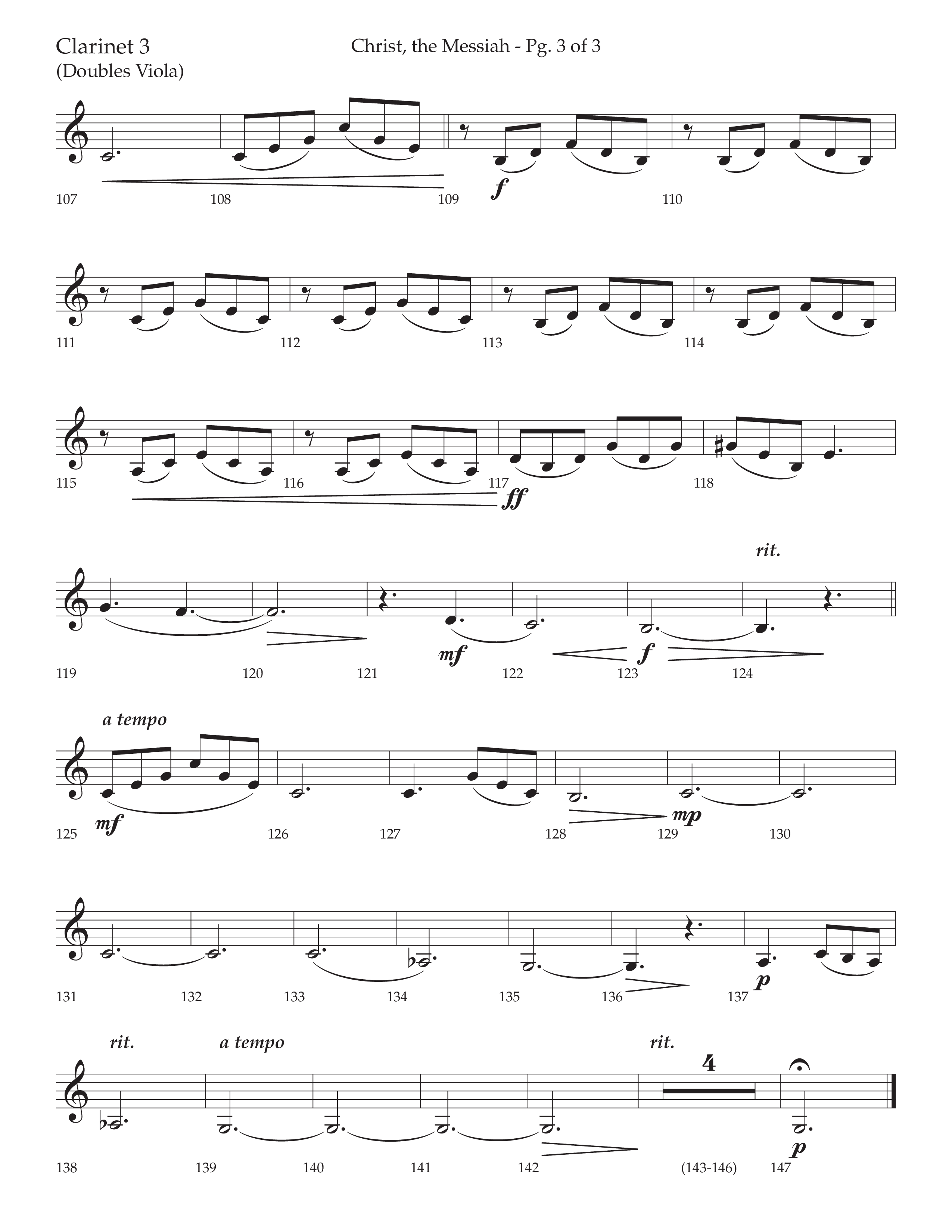 Christ the Messiah (Choral Anthem SATB) Clarinet 3 (Lifeway Choral / Arr. Cliff Duren)