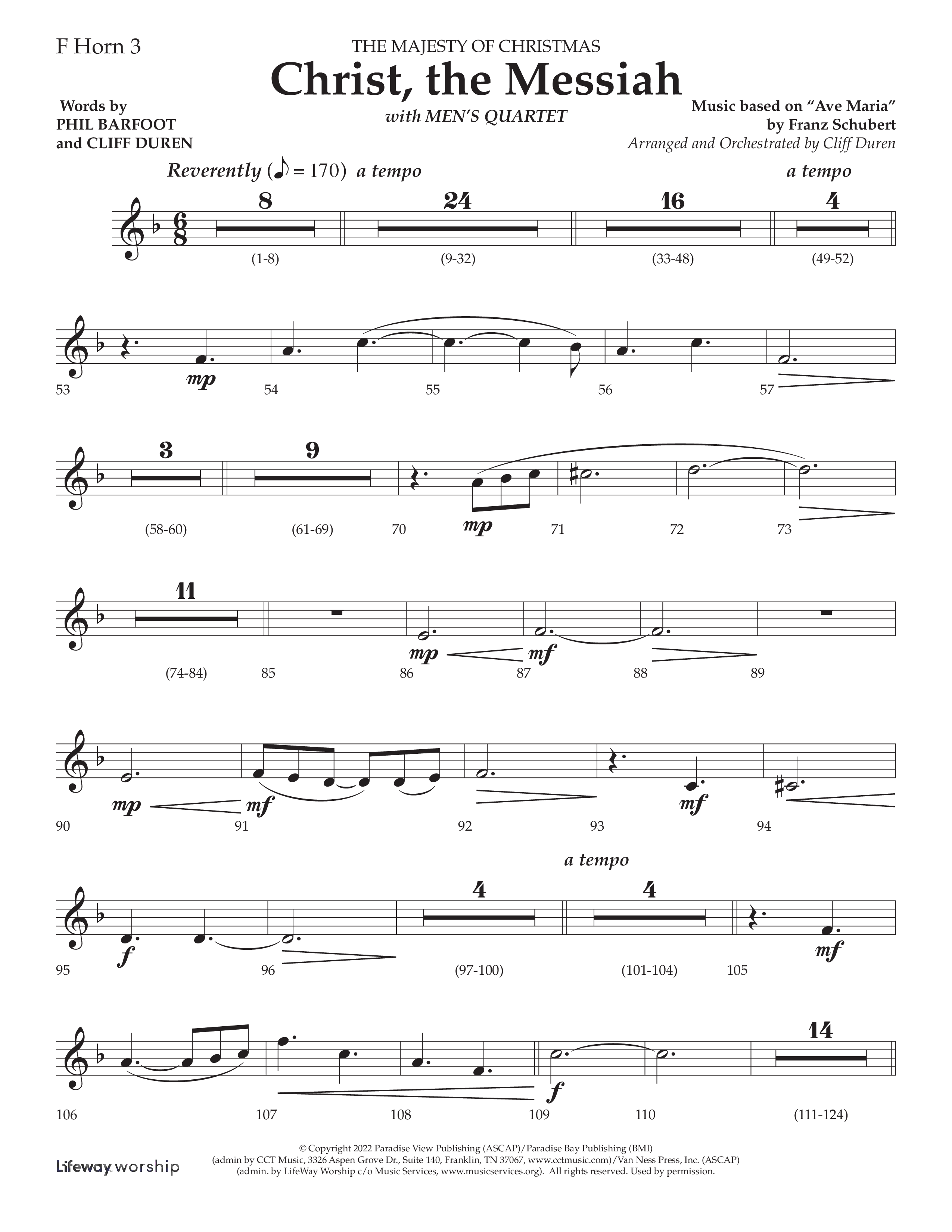 Christ the Messiah (Choral Anthem SATB) French Horn 3 (Lifeway Choral / Arr. Cliff Duren)