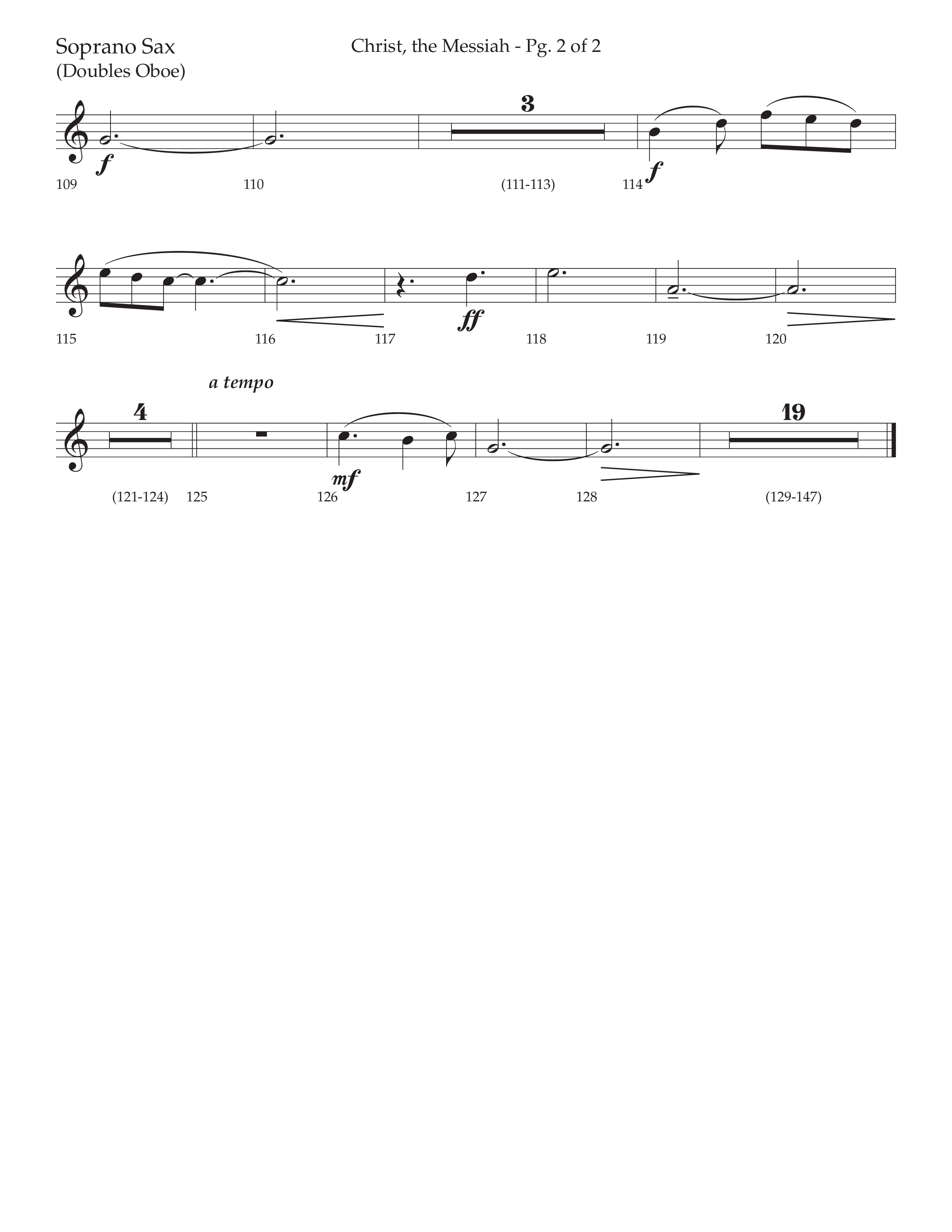 Christ the Messiah (Choral Anthem SATB) Soprano Sax (Lifeway Choral / Arr. Cliff Duren)