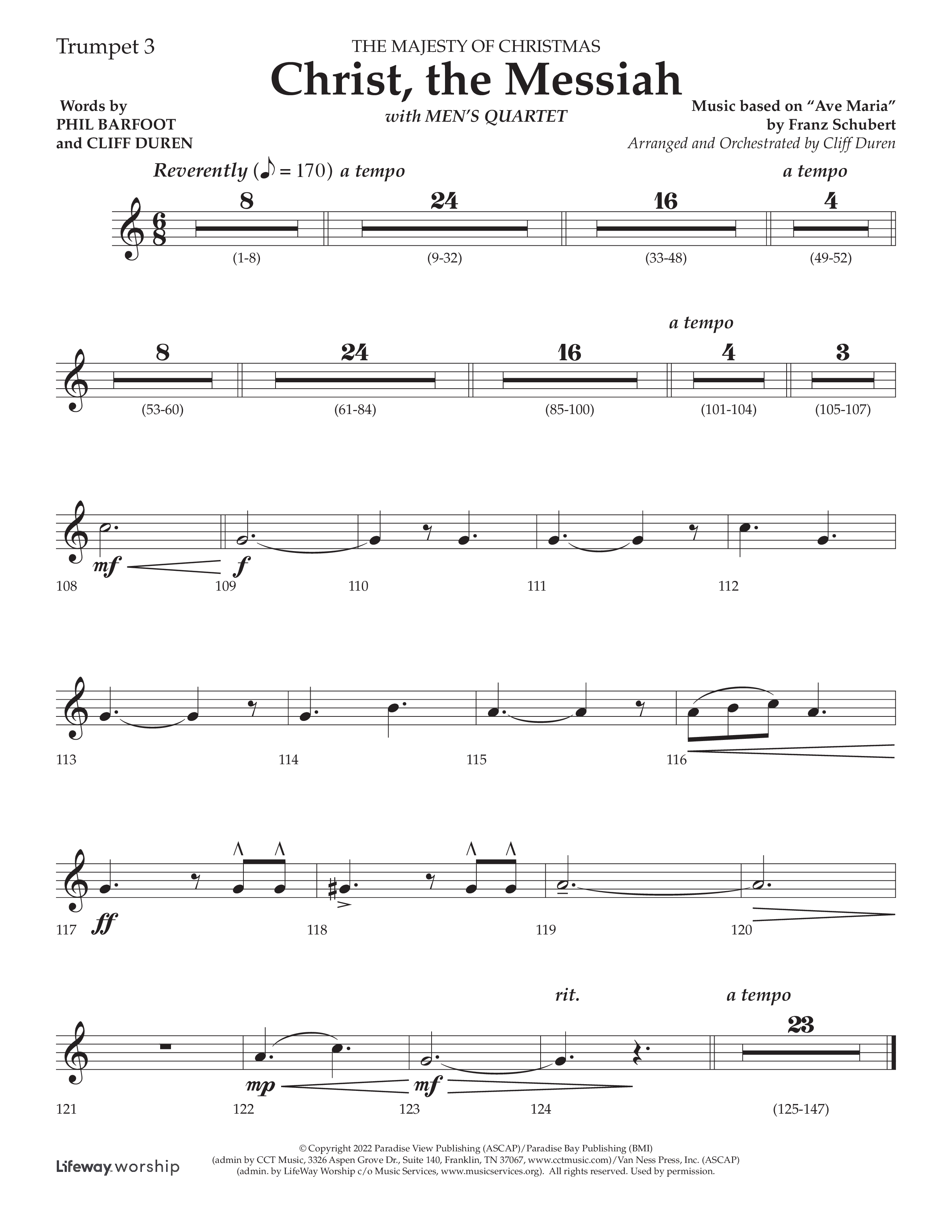 Christ the Messiah (Choral Anthem SATB) Trumpet 3 (Lifeway Choral / Arr. Cliff Duren)