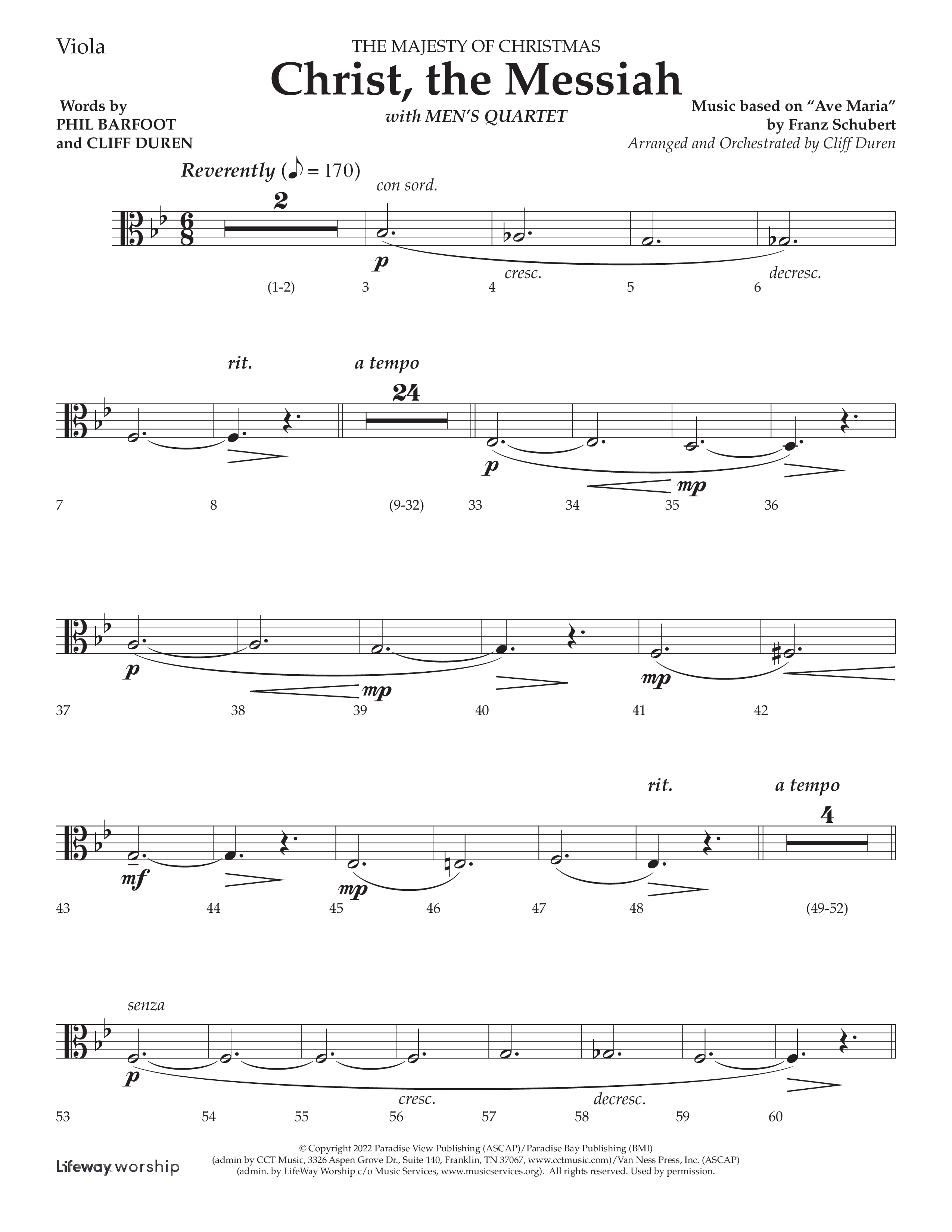Christ the Messiah (Choral Anthem SATB) Viola (Lifeway Choral / Arr. Cliff Duren)
