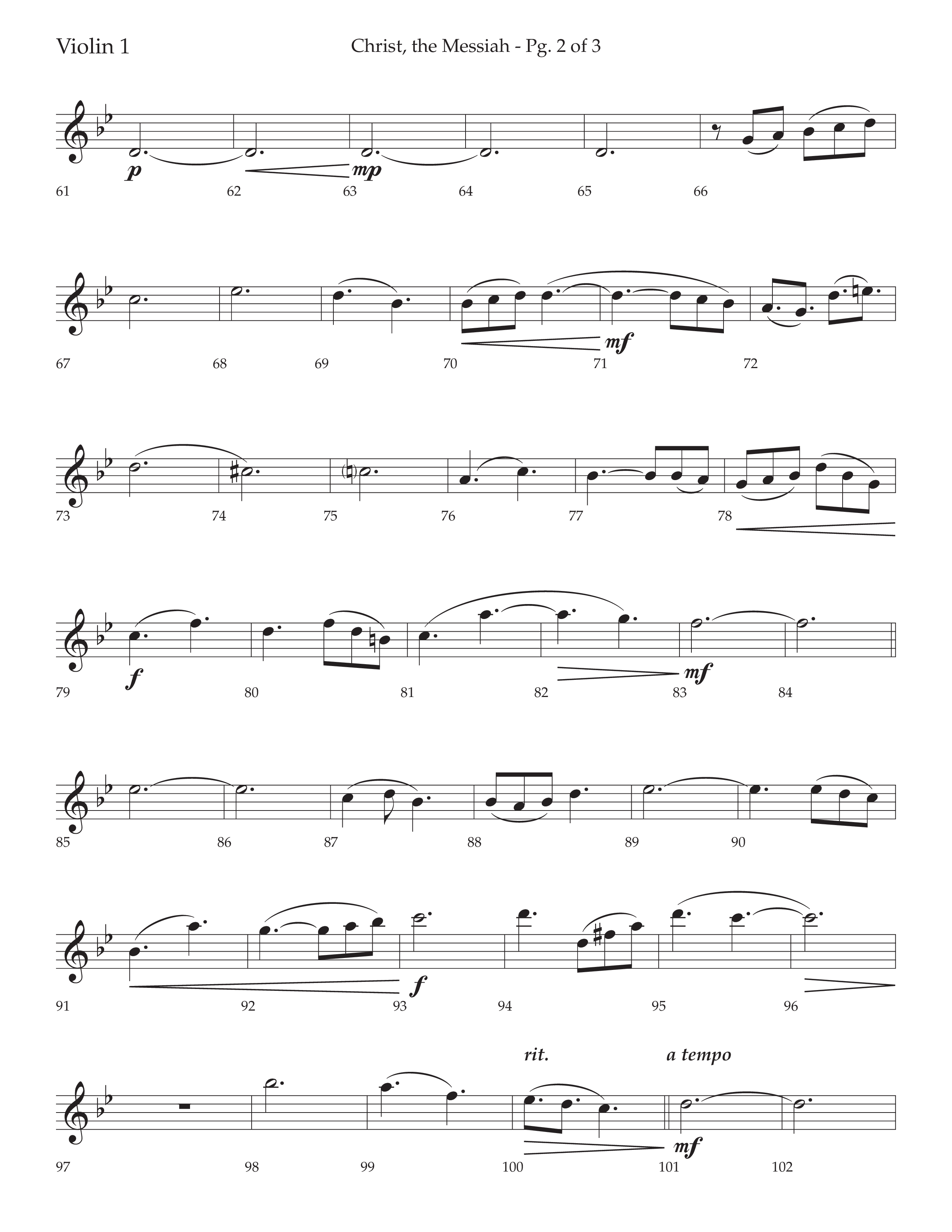 Christ the Messiah (Choral Anthem SATB) Violin 1 (Lifeway Choral / Arr. Cliff Duren)