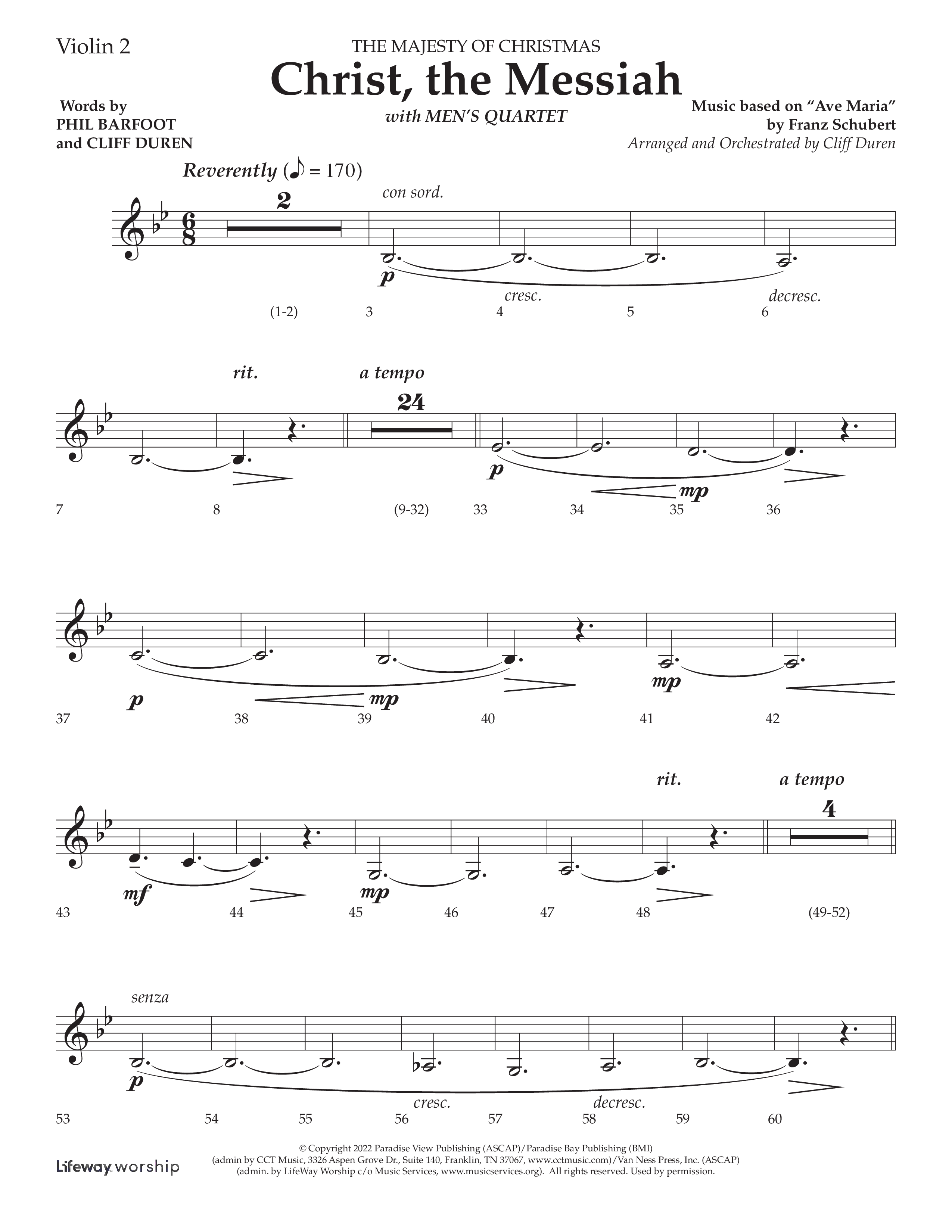 Christ the Messiah (Choral Anthem SATB) Violin 2 (Lifeway Choral / Arr. Cliff Duren)