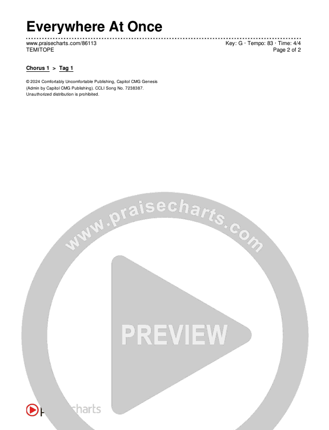 Everywhere At Once Chords & Lyrics (TEMITOPE)