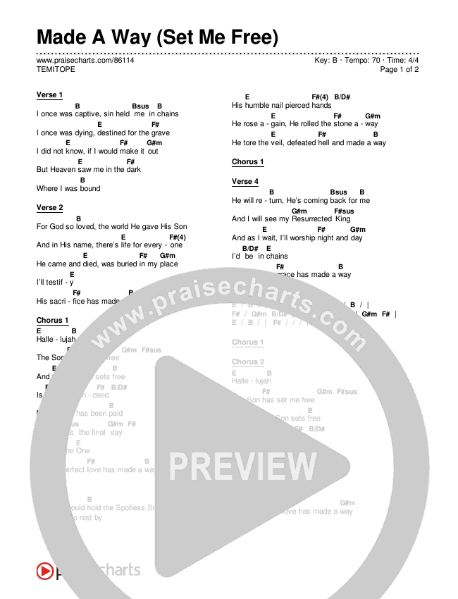 Made A Way (Set Me Free) Chords & Lyrics (TEMITOPE)