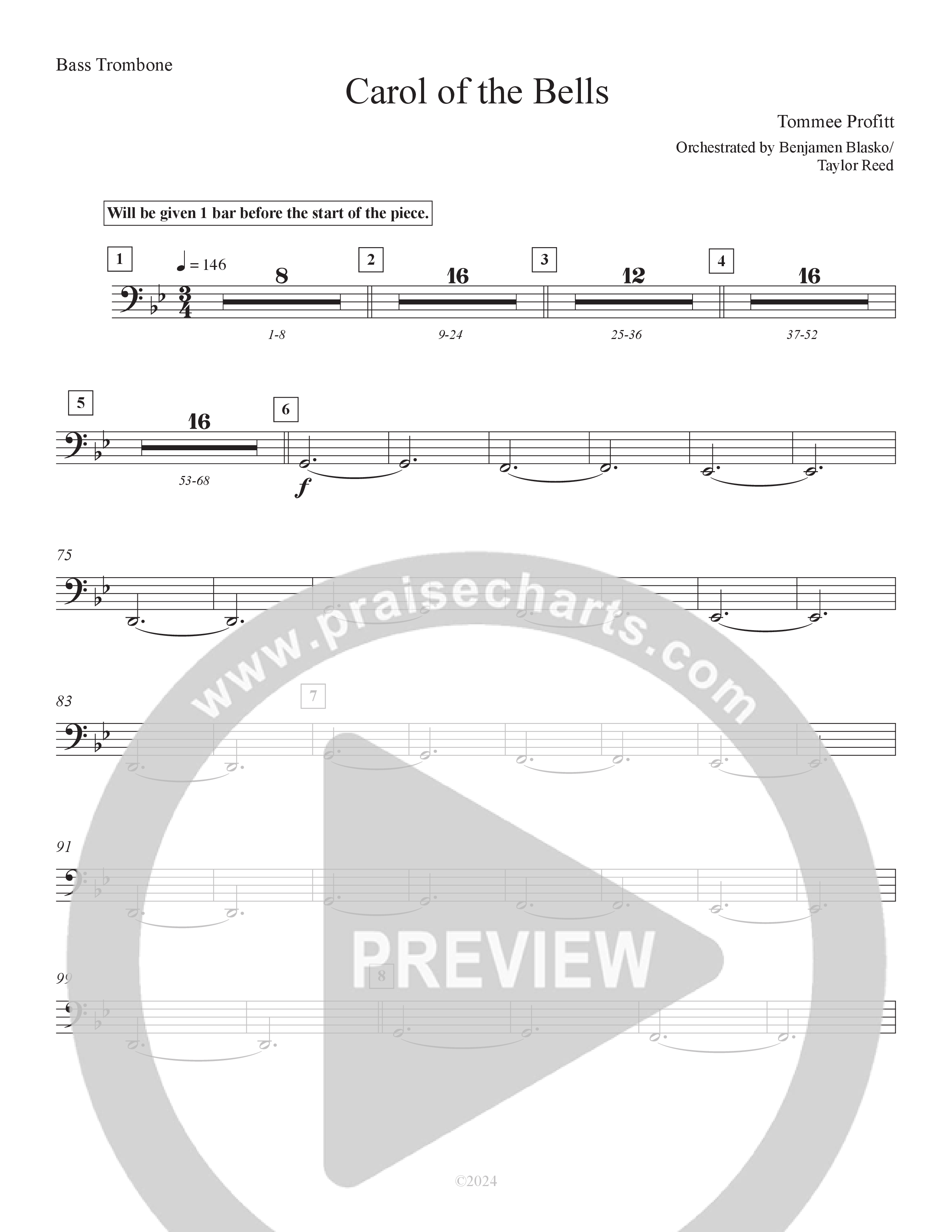 Carol Of The Bells (10th Anniversary Edition) Bass Trombone (Tommee Profitt)