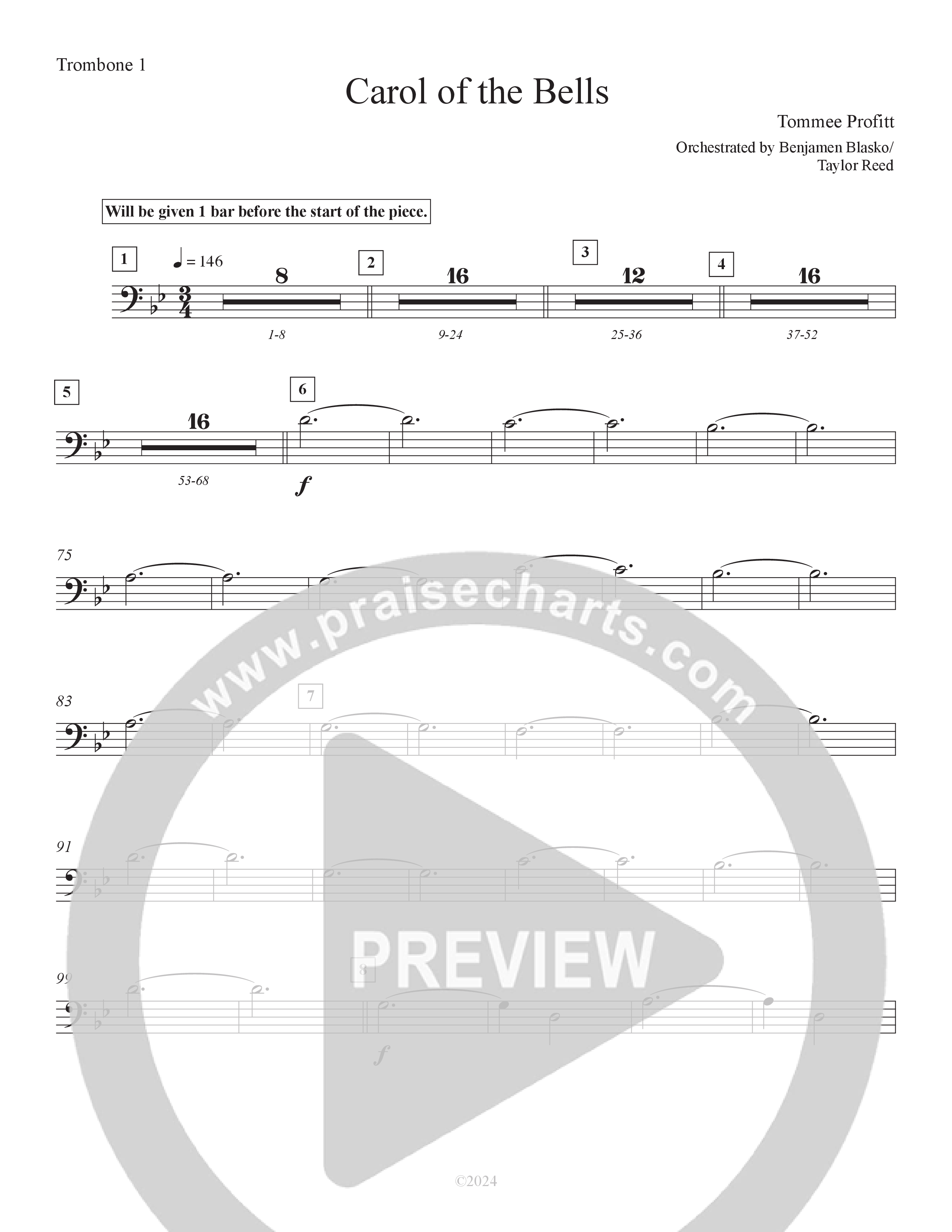 Carol Of The Bells (10th Anniversary Edition) Trombone 1 (Tommee Profitt)