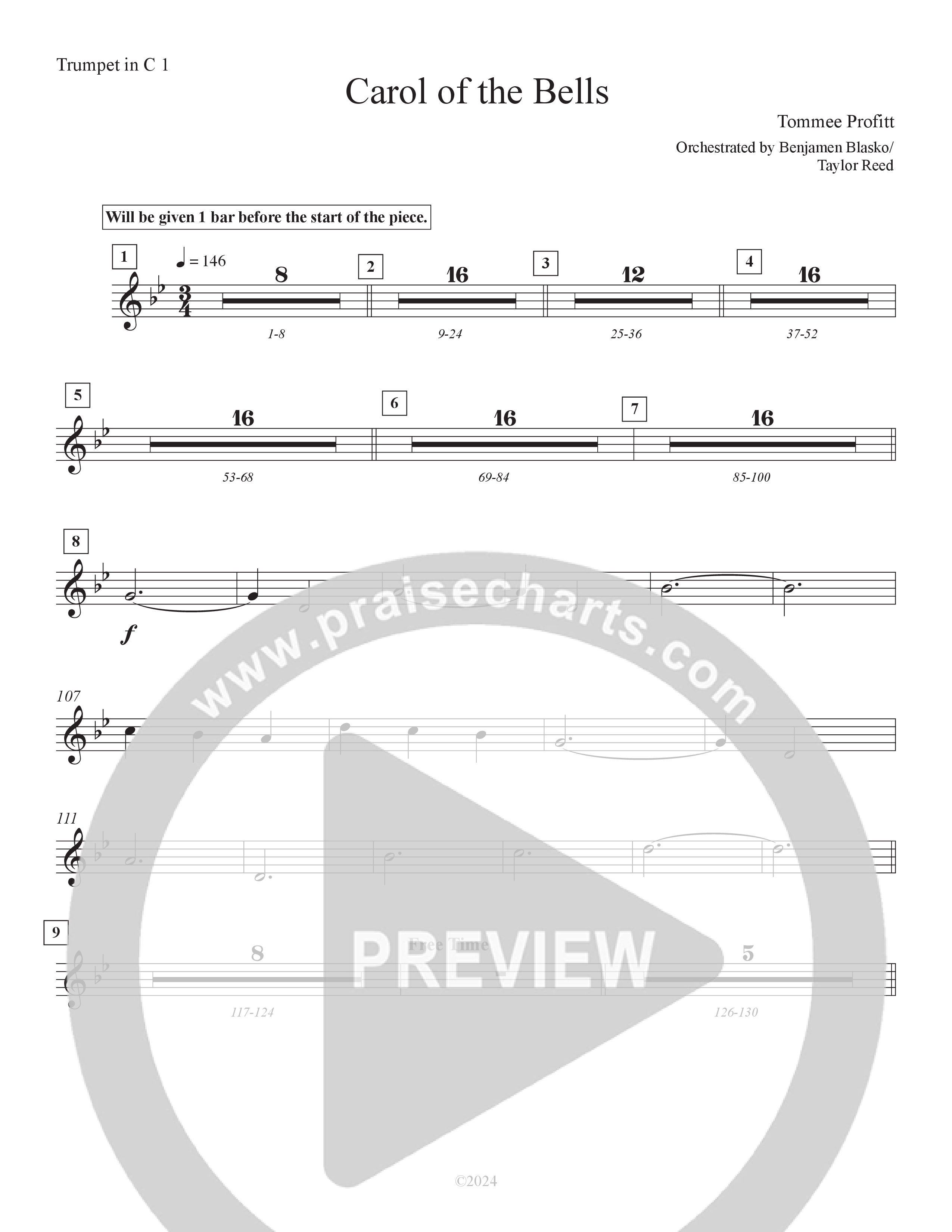 Carol Of The Bells (10th Anniversary Edition) Trumpet 1 (Tommee Profitt)