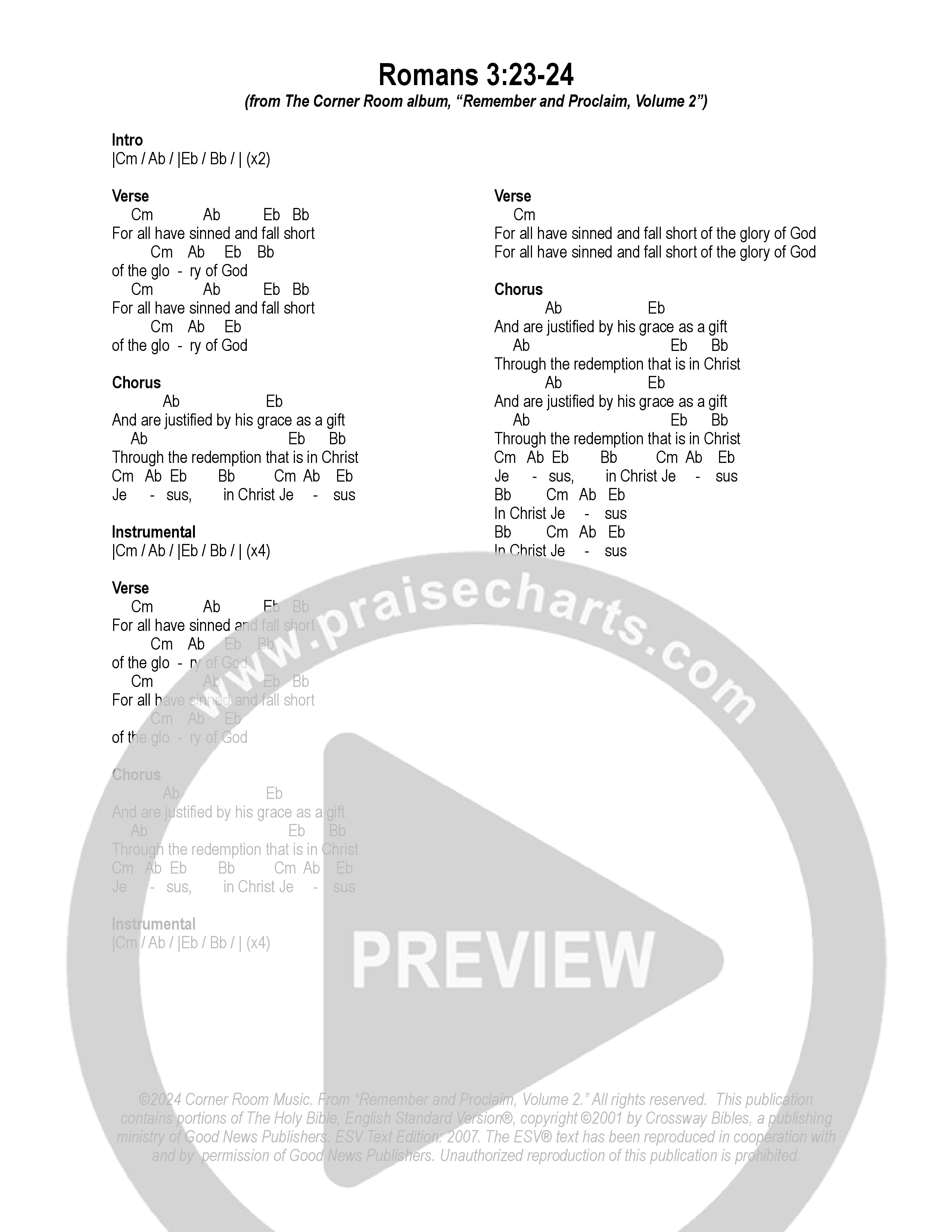 Romans 3:23-24 Chord Chart (The Corner Room)