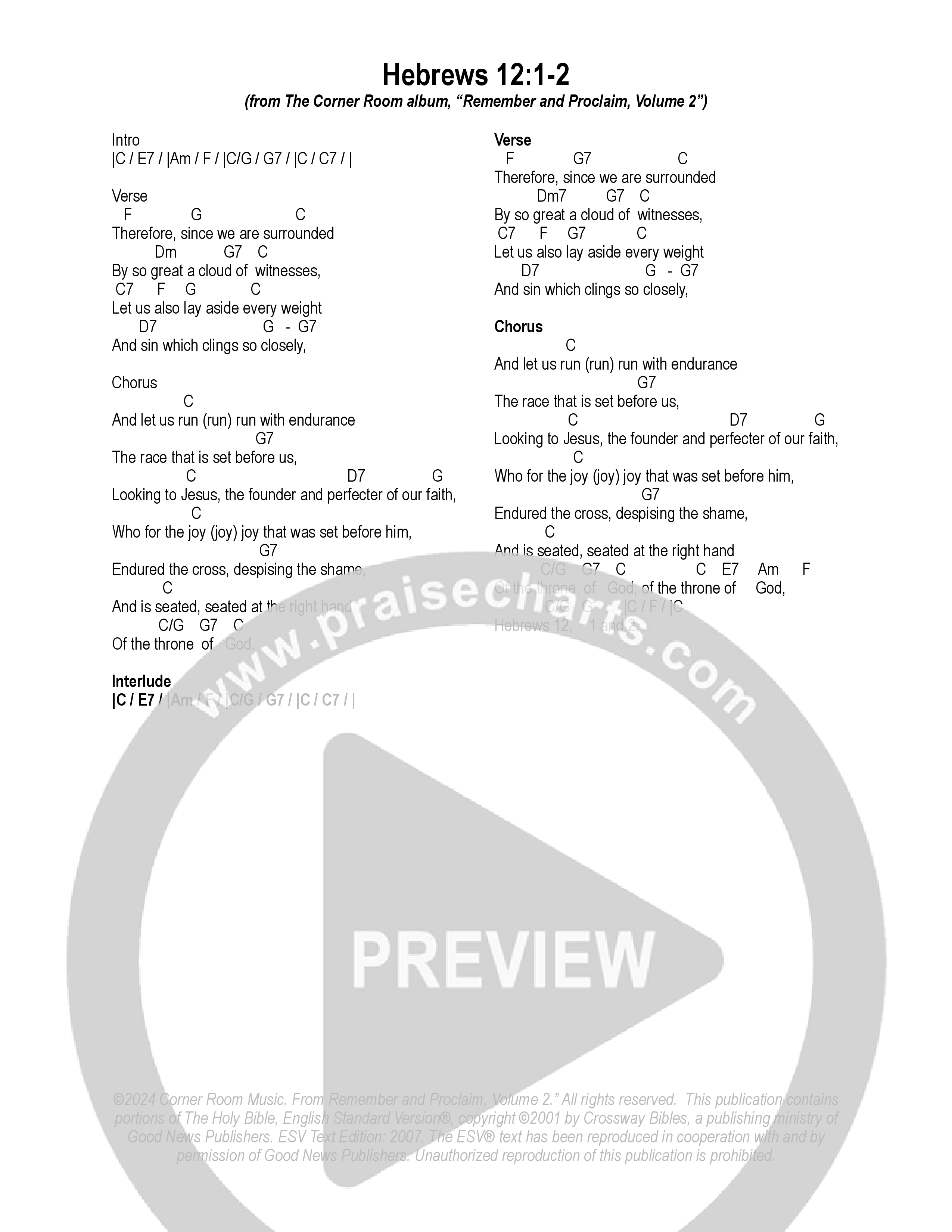Hebrews 12:1-2 Chord Chart (The Corner Room)
