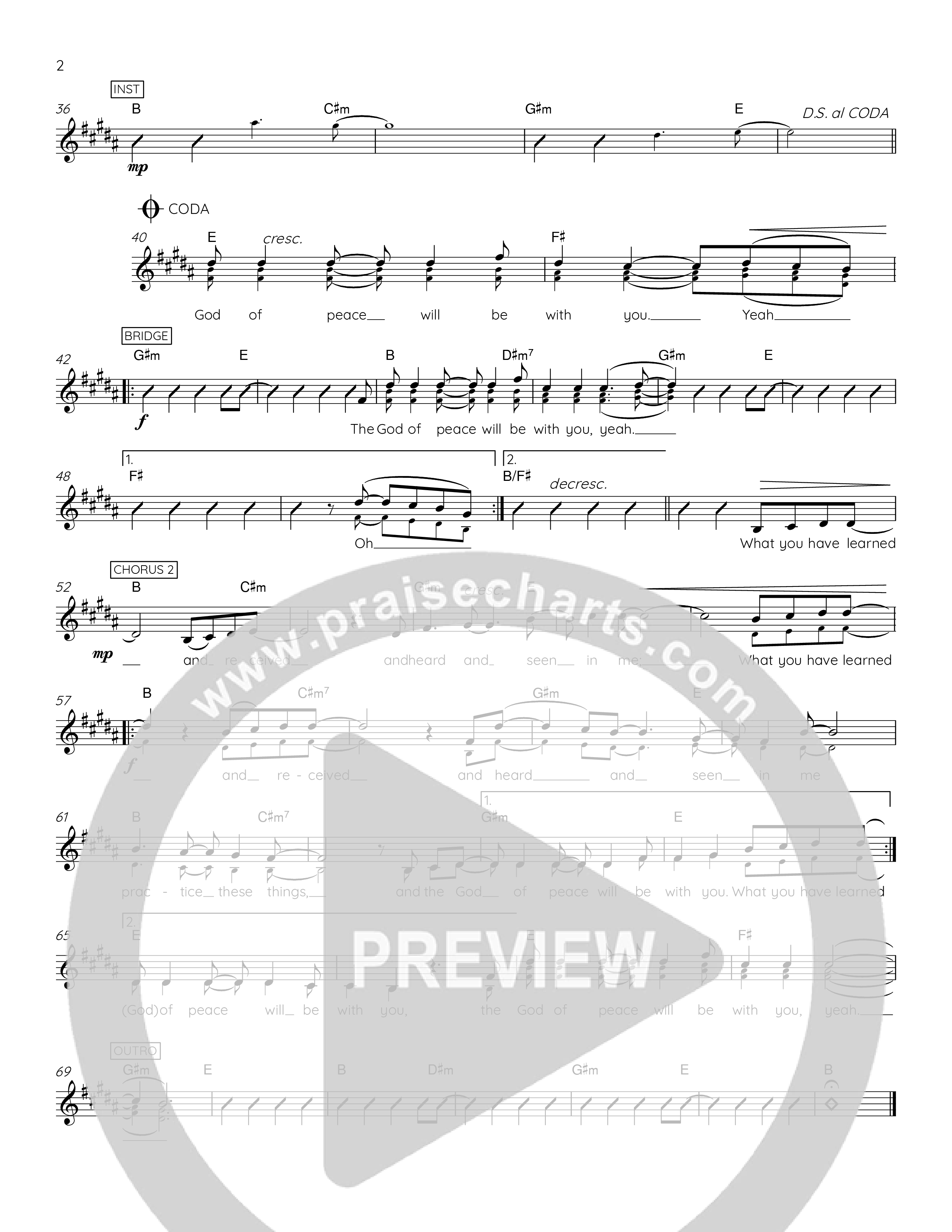 Philippians 4:8-9 Lead Sheet Melody (The Corner Room)