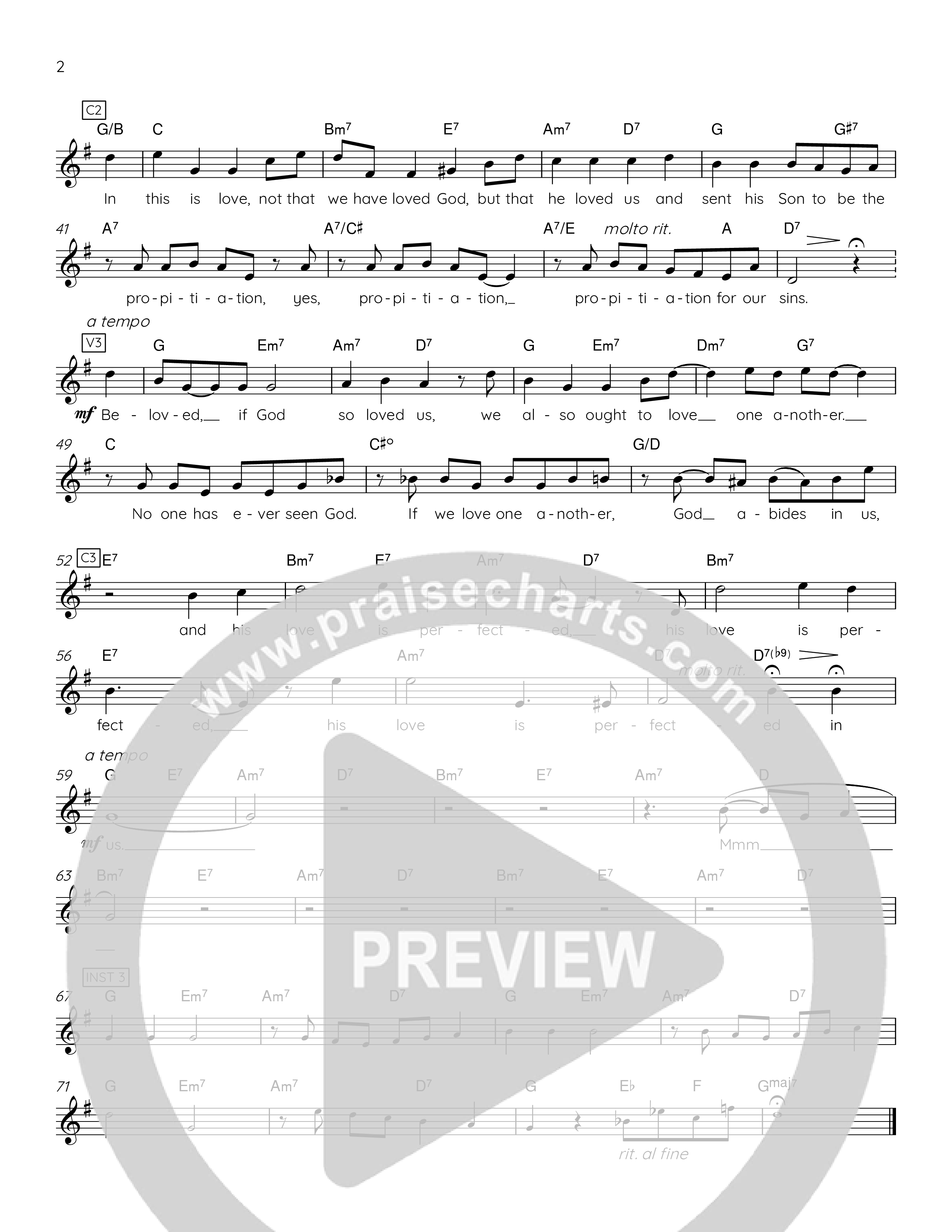 1 John 4:7-12 Lead Sheet Melody (The Corner Room)