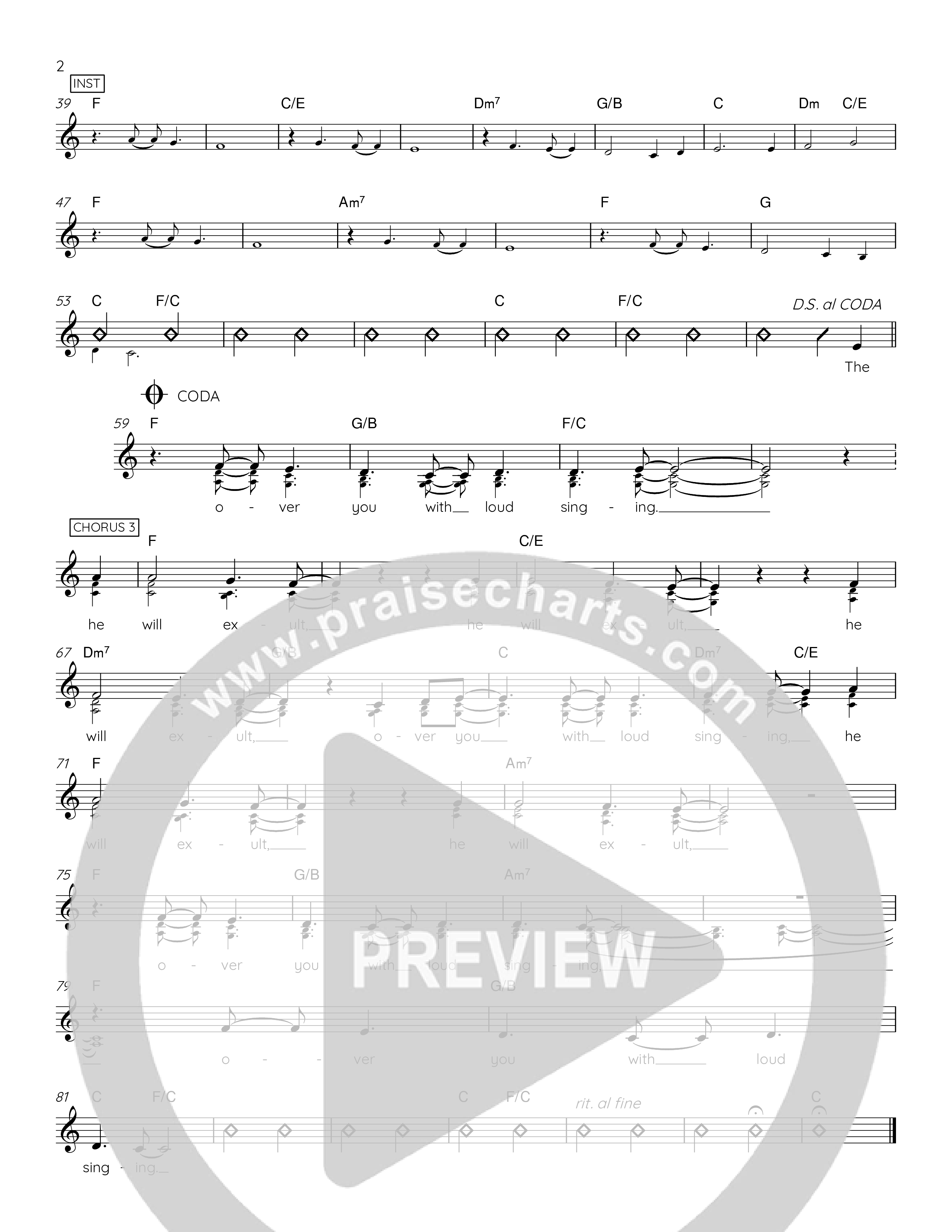 Zephaniah 3:17 Lead Sheet Melody (The Corner Room)