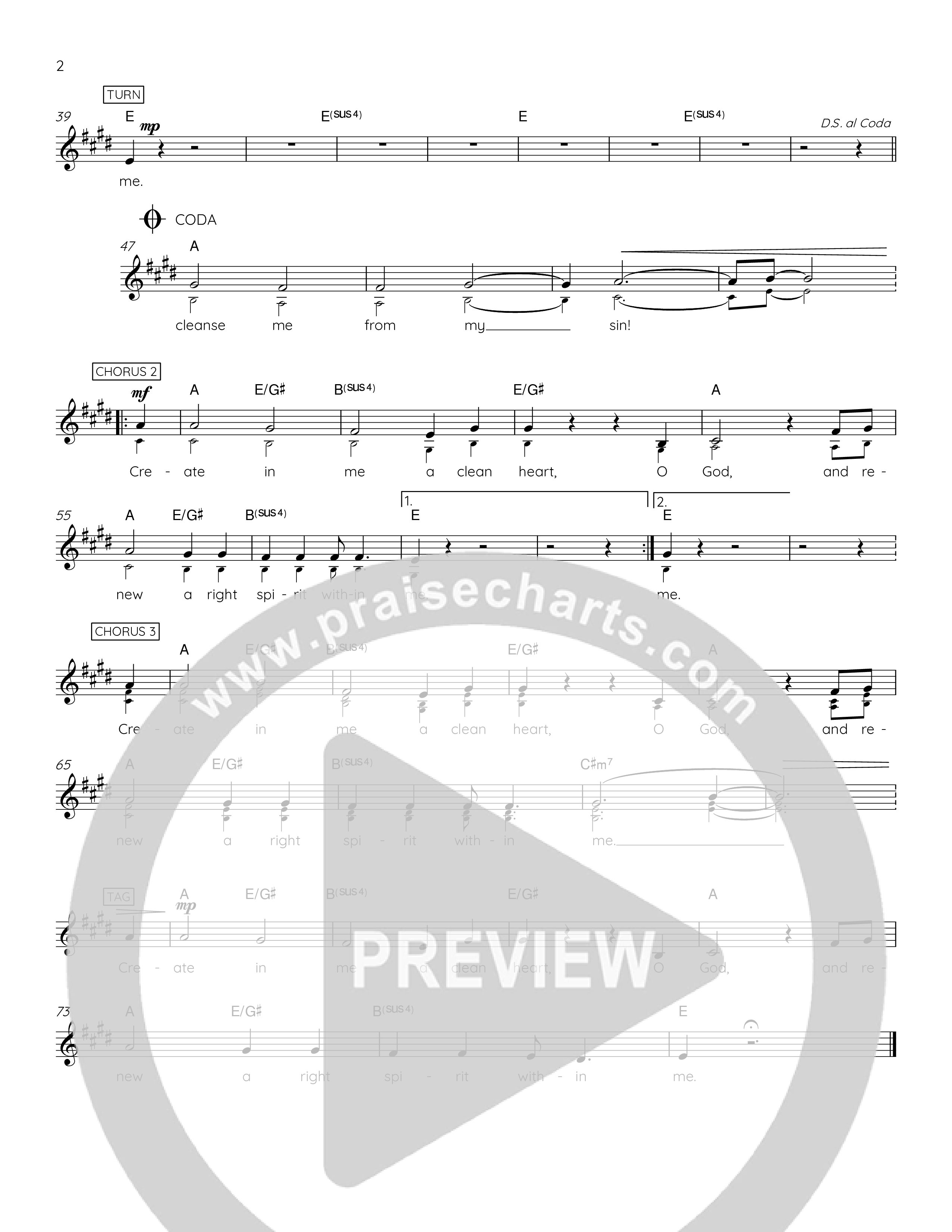 Psalm 51:1-2, 10 Lead Sheet Melody (The Corner Room)