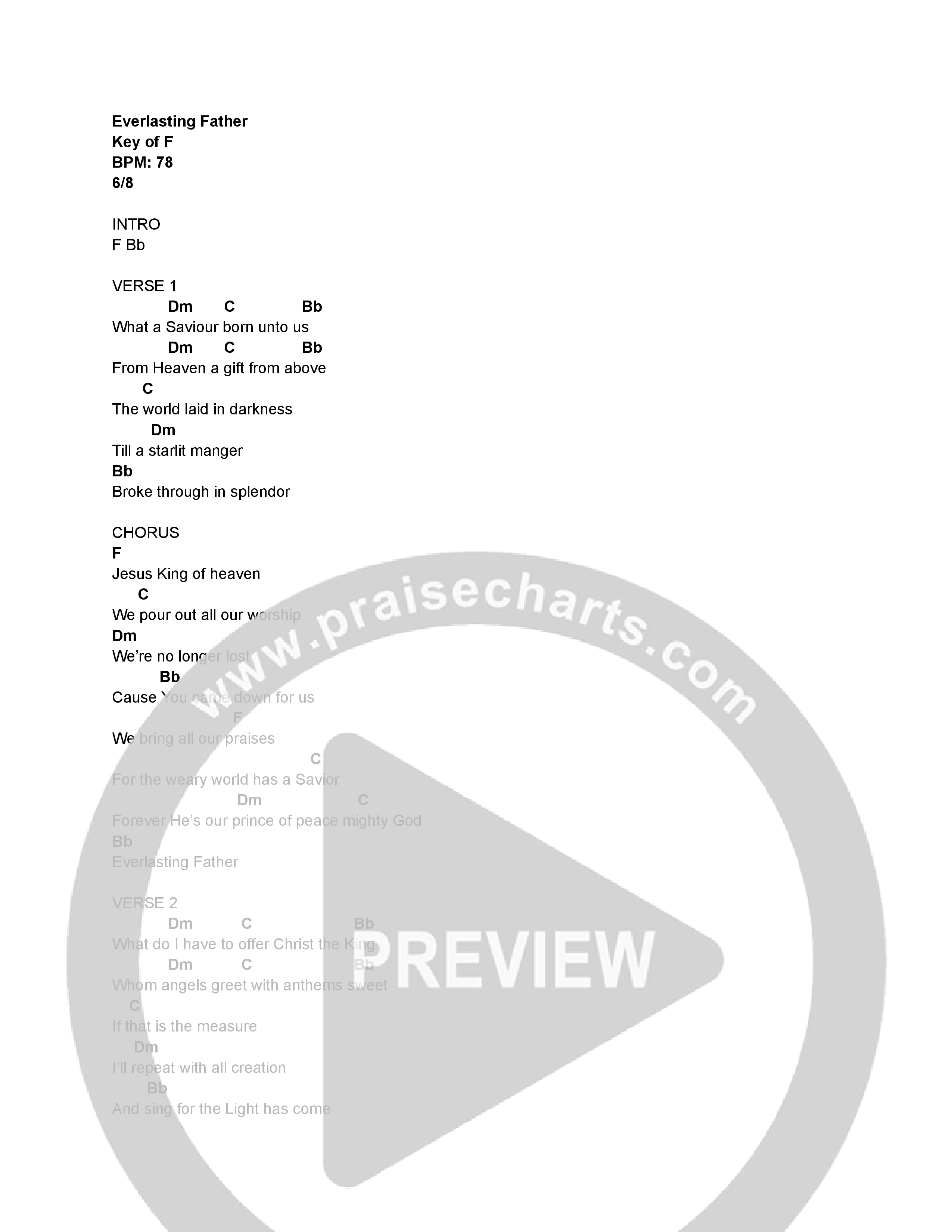Everlasting Father Chord Chart (Linc Worship)