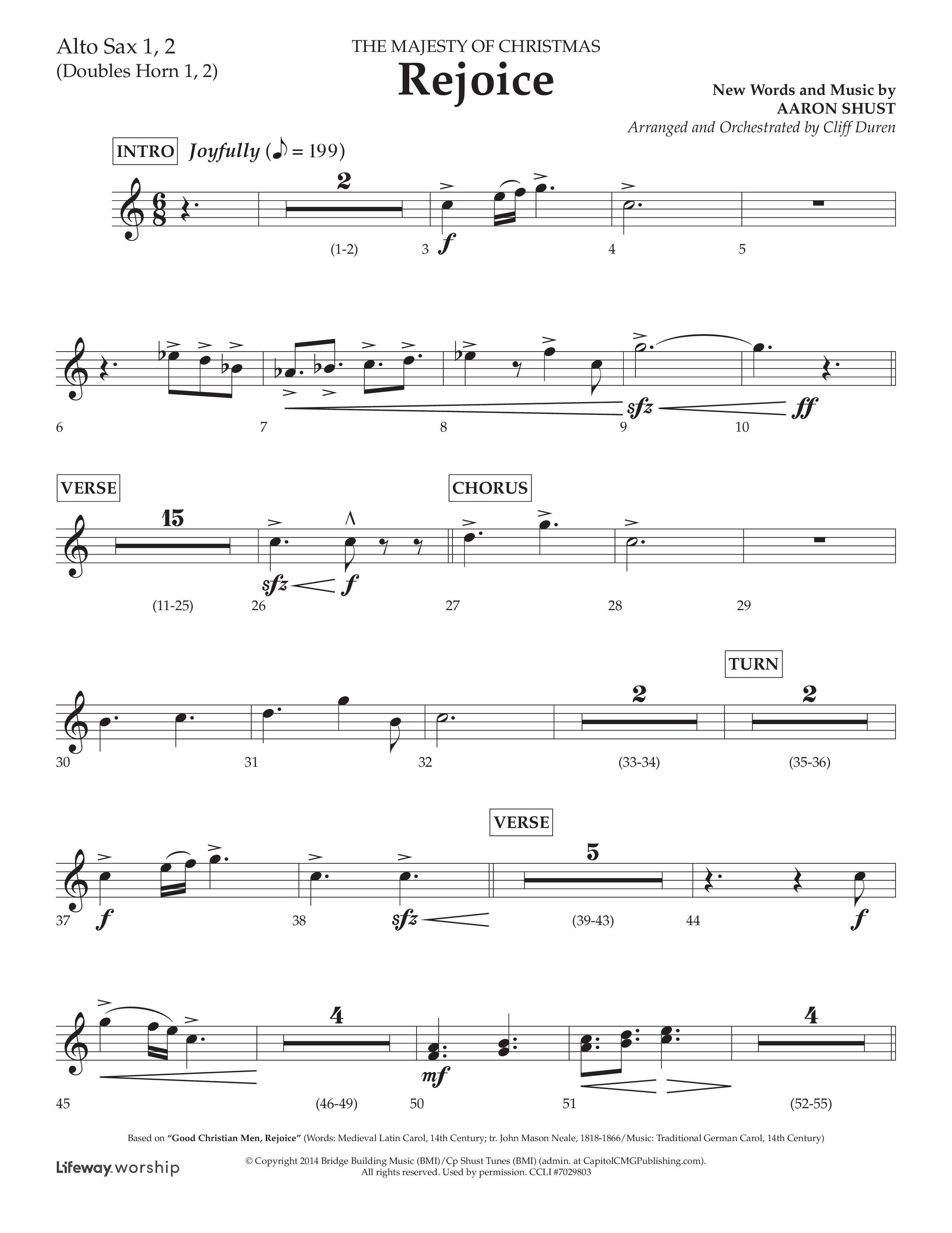 Rejoice (Choral Anthem SATB) Alto Sax 1/2 (Lifeway Choral / Arr. Cliff Duren)