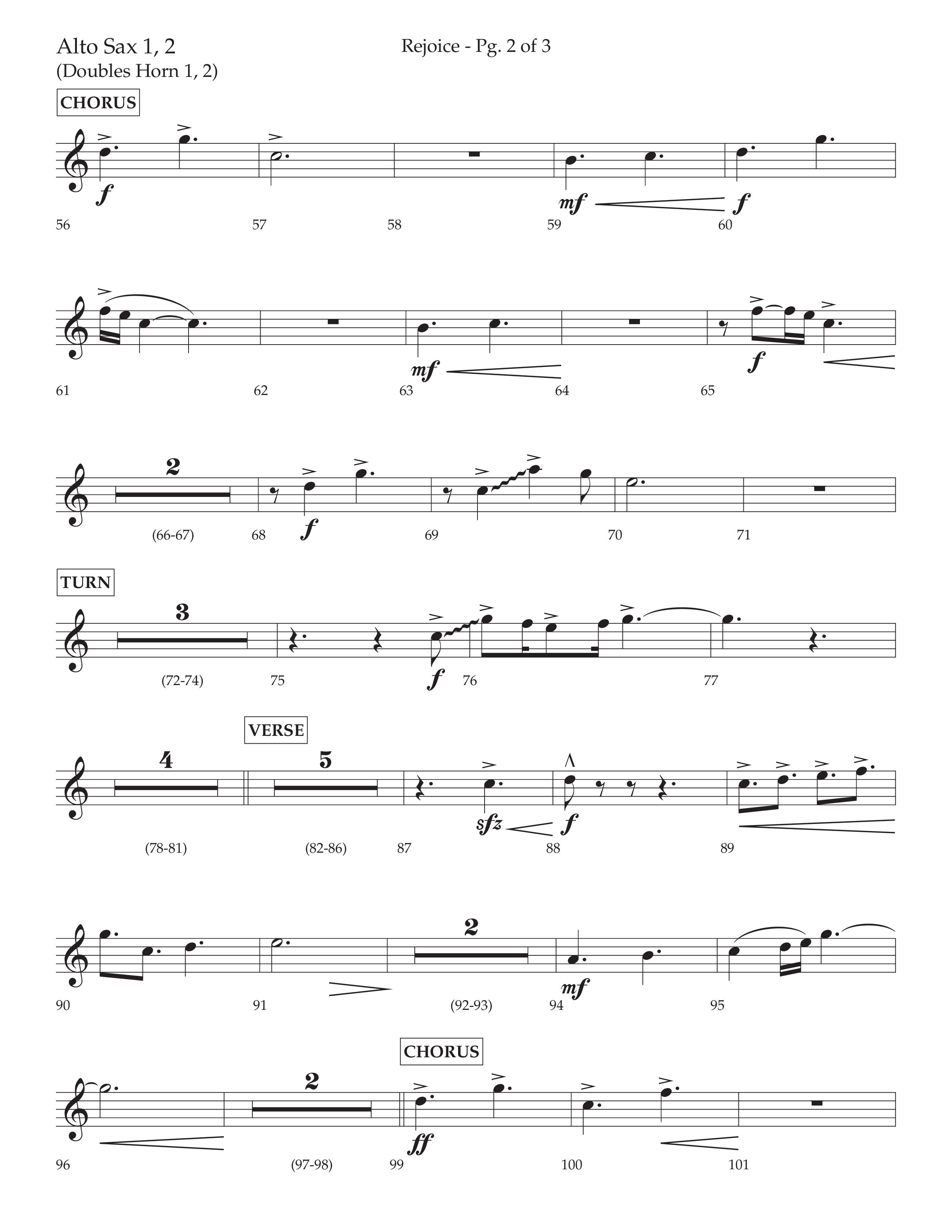 Rejoice (Choral Anthem SATB) Alto Sax 1/2 (Lifeway Choral / Arr. Cliff Duren)