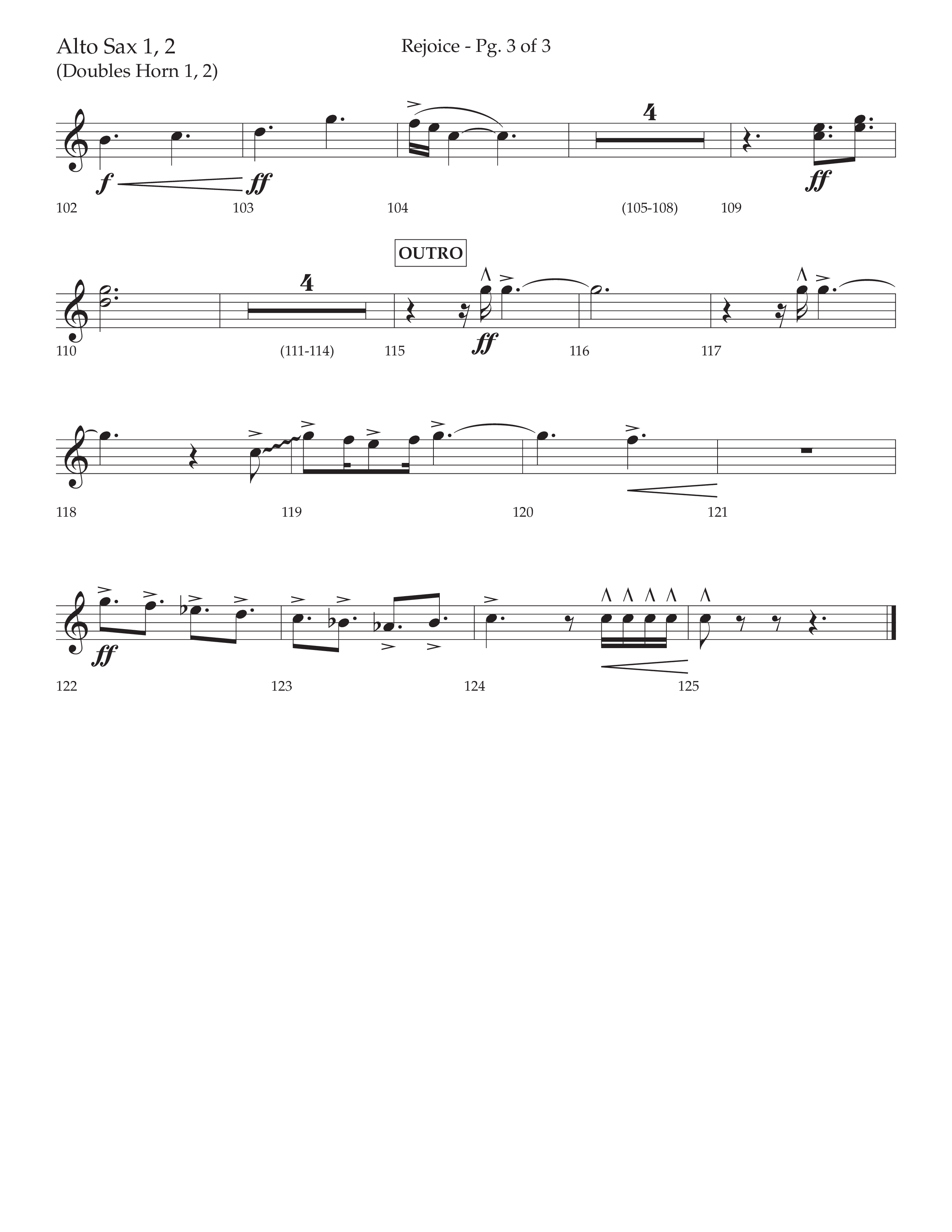 Rejoice (Choral Anthem SATB) Alto Sax 1/2 (Lifeway Choral / Arr. Cliff Duren)