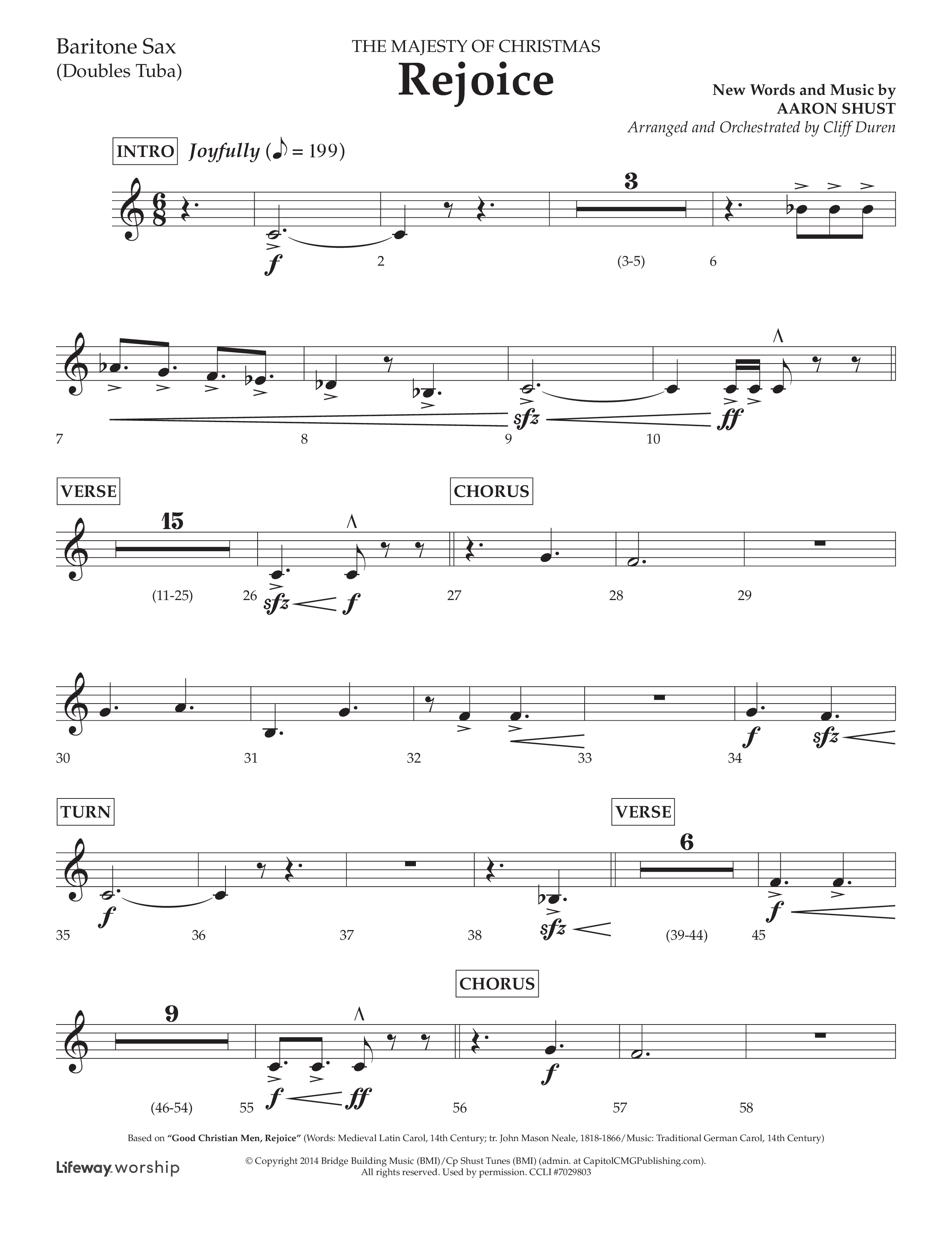 Rejoice (Choral Anthem SATB) Bari Sax (Lifeway Choral / Arr. Cliff Duren)