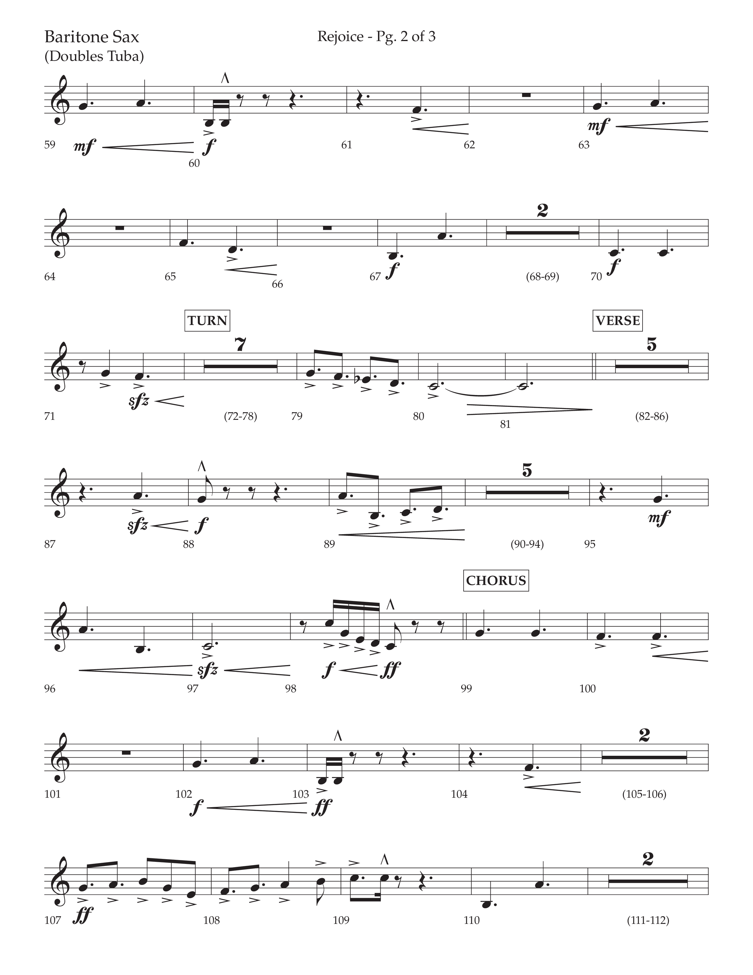 Rejoice (Choral Anthem SATB) Bari Sax (Lifeway Choral / Arr. Cliff Duren)