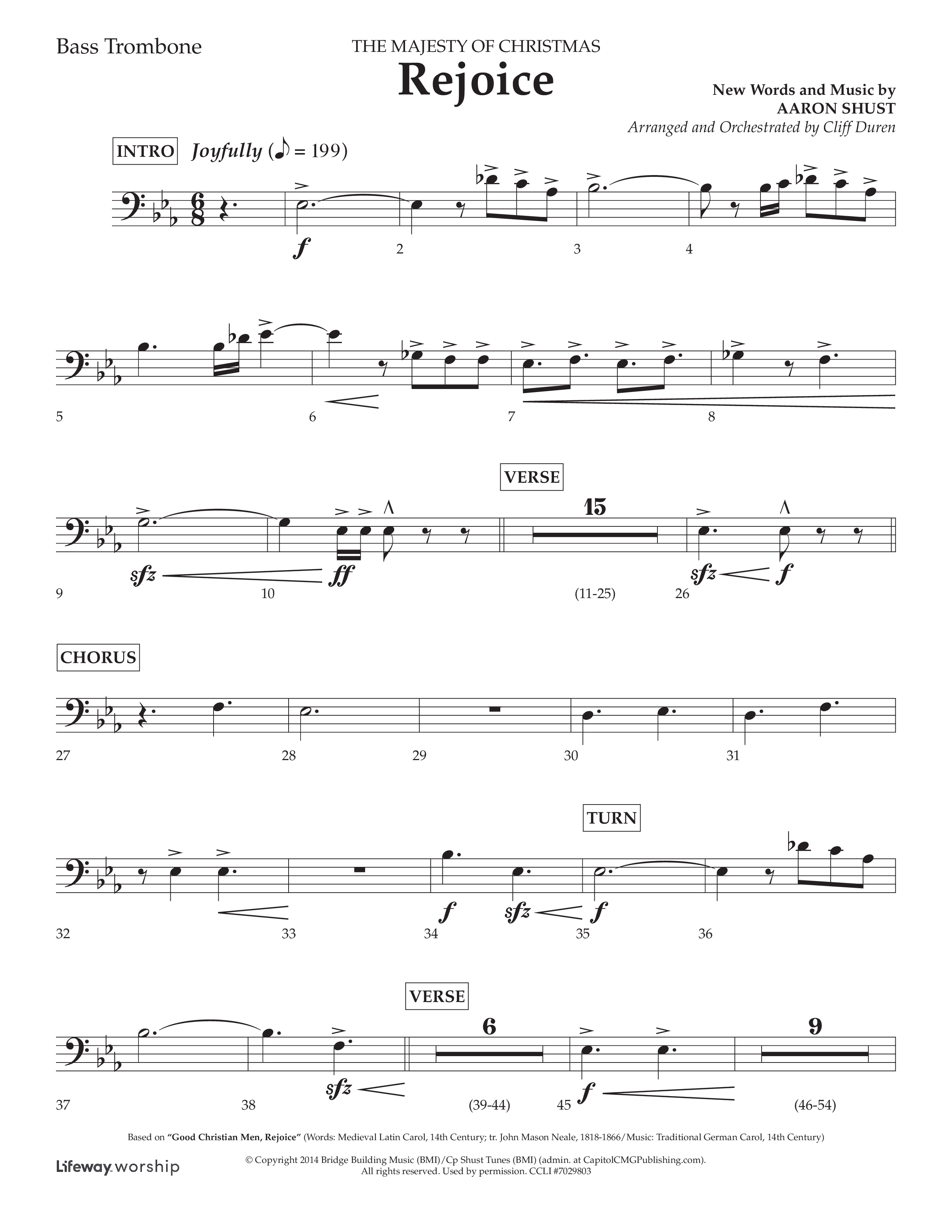 Rejoice (Choral Anthem SATB) Bass Trombone (Lifeway Choral / Arr. Cliff Duren)