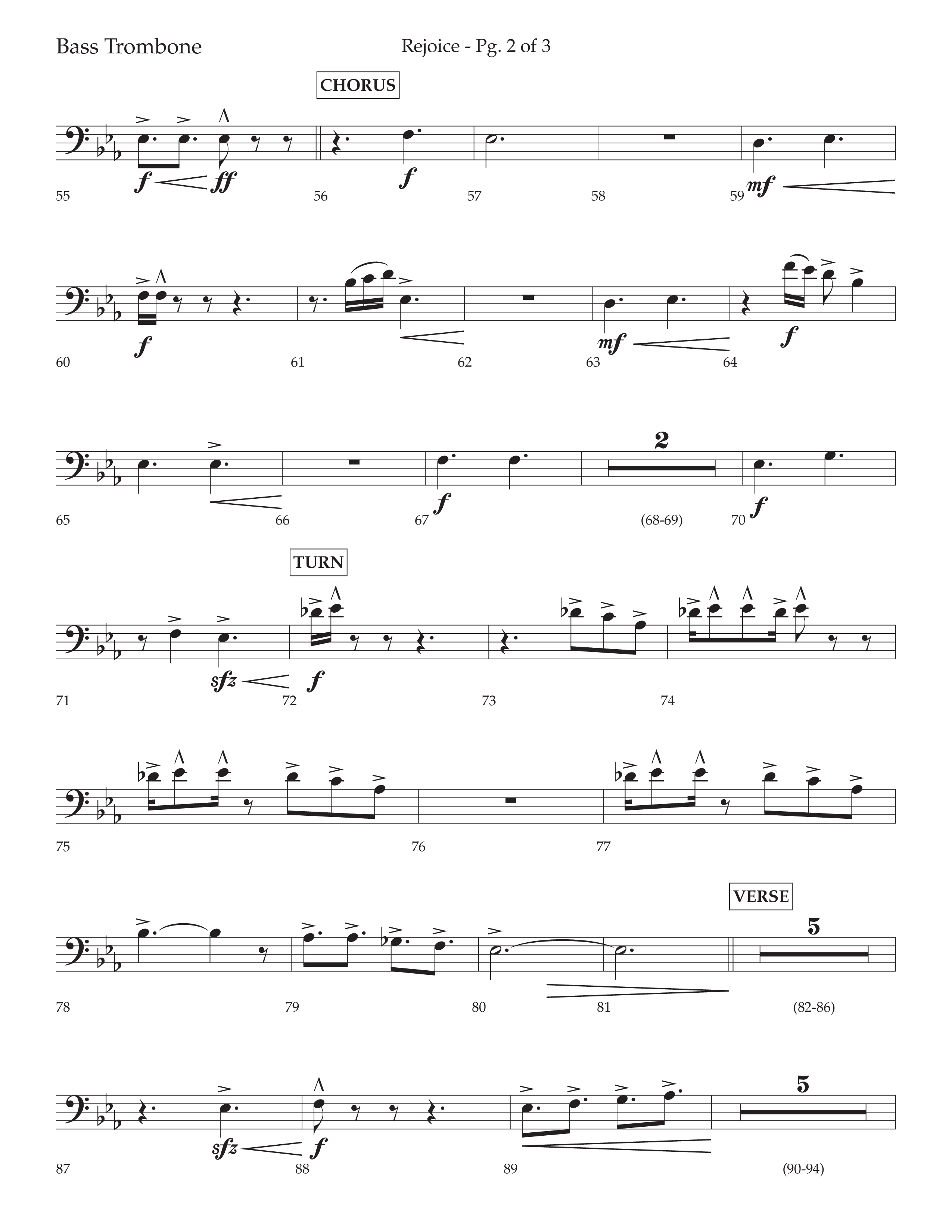 Rejoice (Choral Anthem SATB) Bass Trombone (Lifeway Choral / Arr. Cliff Duren)