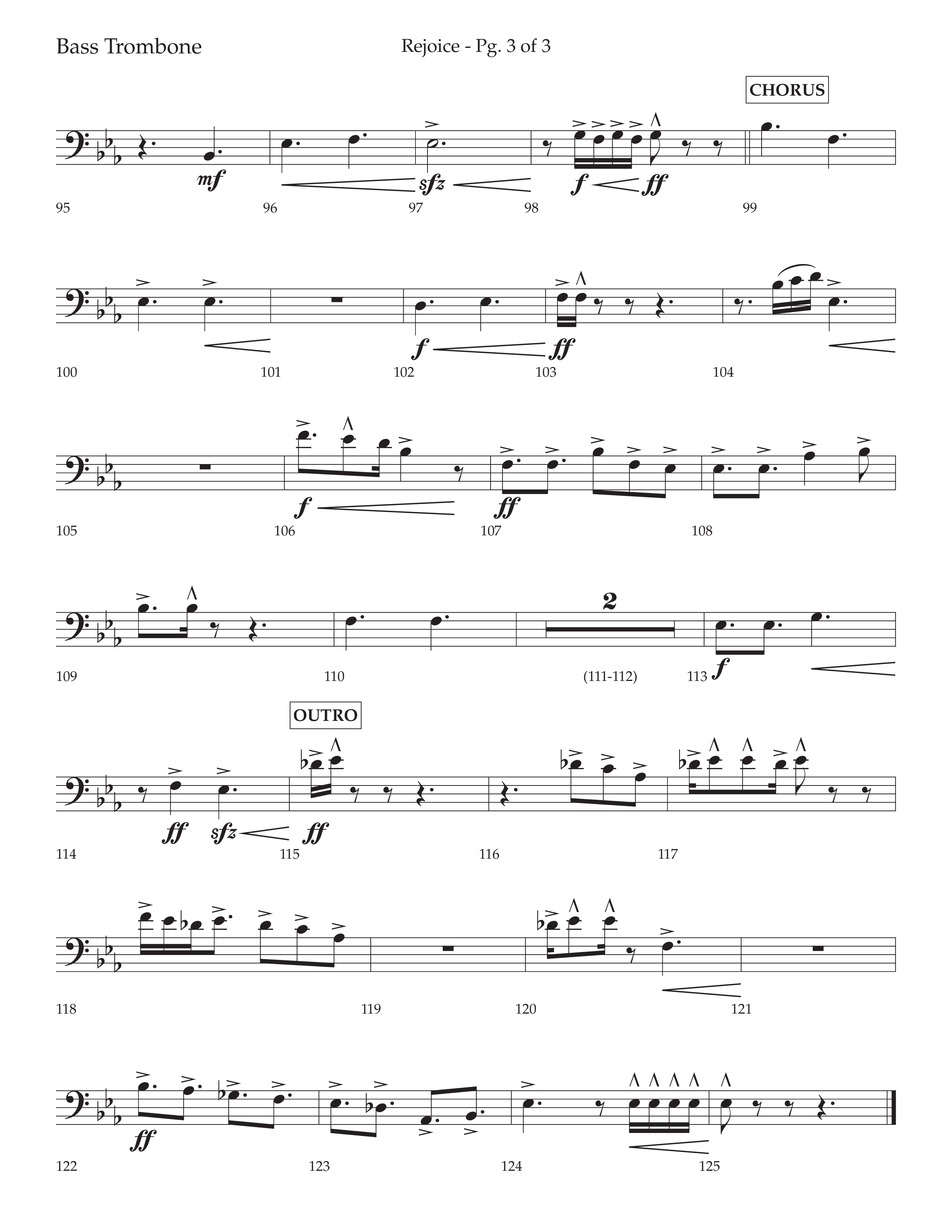 Rejoice (Choral Anthem SATB) Bass Trombone (Lifeway Choral / Arr. Cliff Duren)
